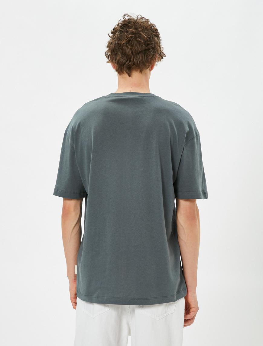   Basic Oversize Tişört Bisiklet Yaka Kısa Kollu Pamuklu