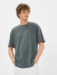 Basic Oversize Tişört Bisiklet Yaka Kısa Kollu Pamuklu