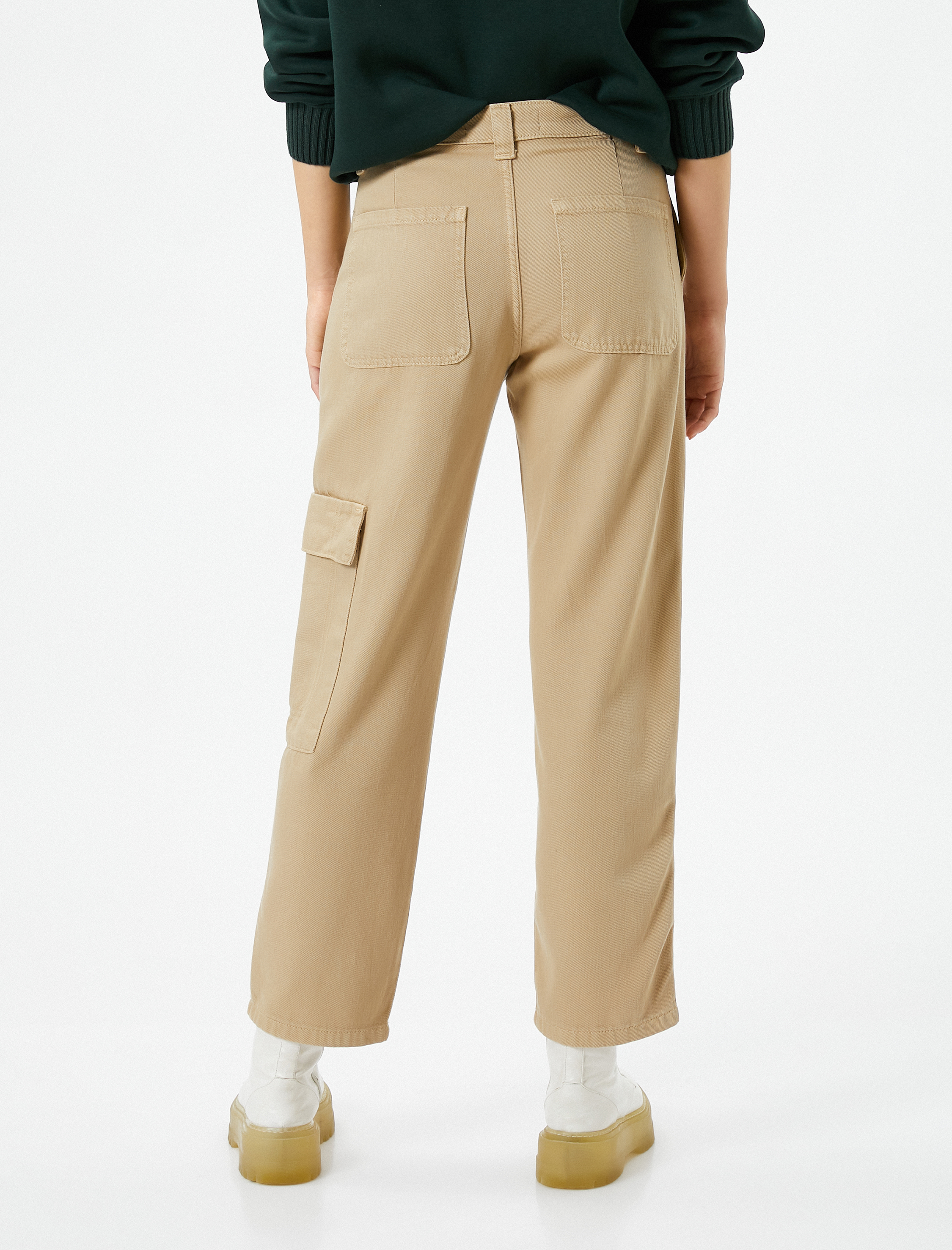   Kargo Pantolon Düz Paça Cep Detaylı Düğmeli Pamuklu