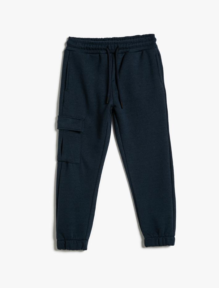 Erkek Çocuk Basic Kargo Jogger Eşofman Altı Şardonlu Beli Bağlamalı Cepli