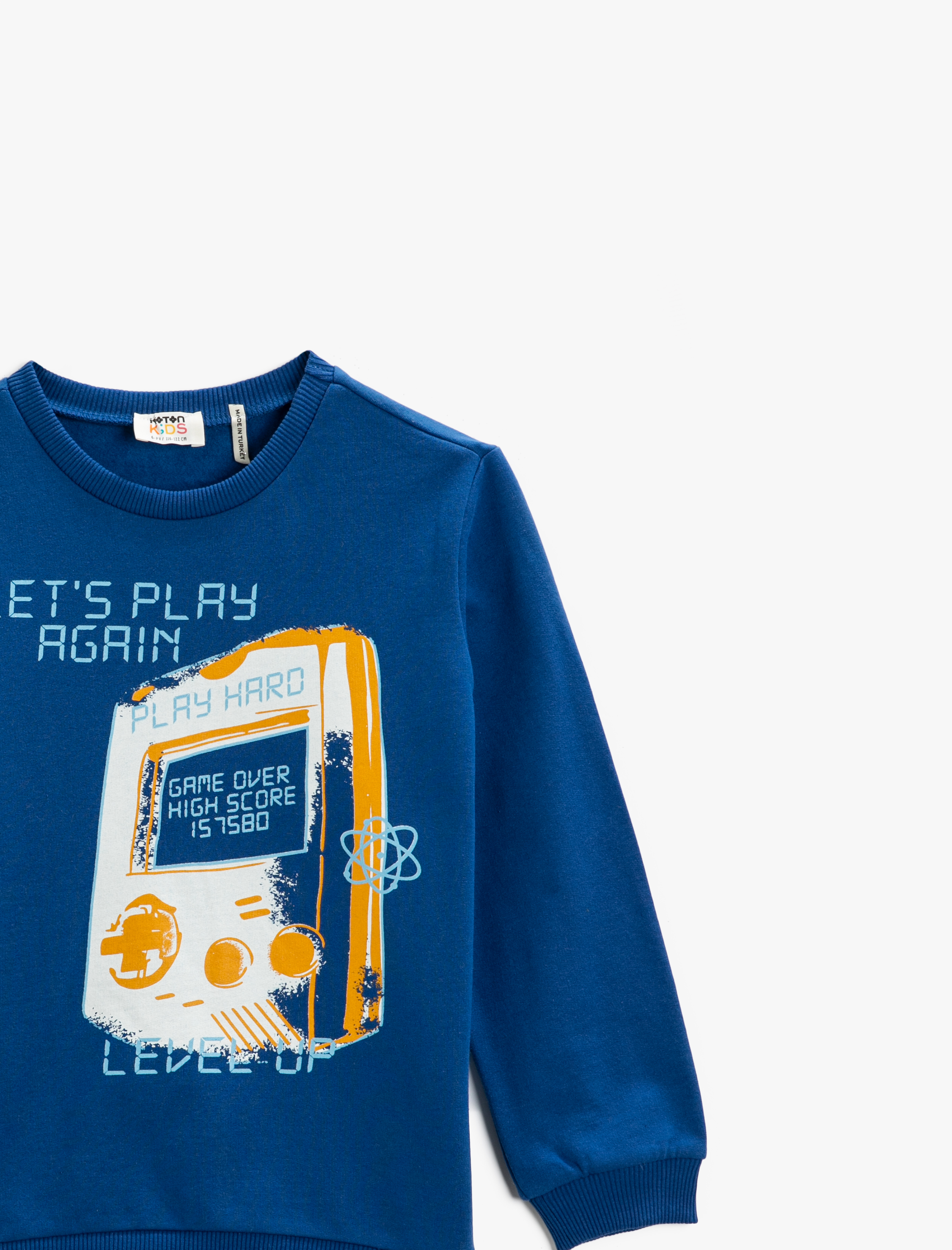  Erkek Çocuk Yazılı Baskılı Bisiklet Yaka Şardonlu Sweatshirt