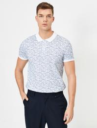 Polo Yaka Geometrik Desenli Slim Fit Tişört