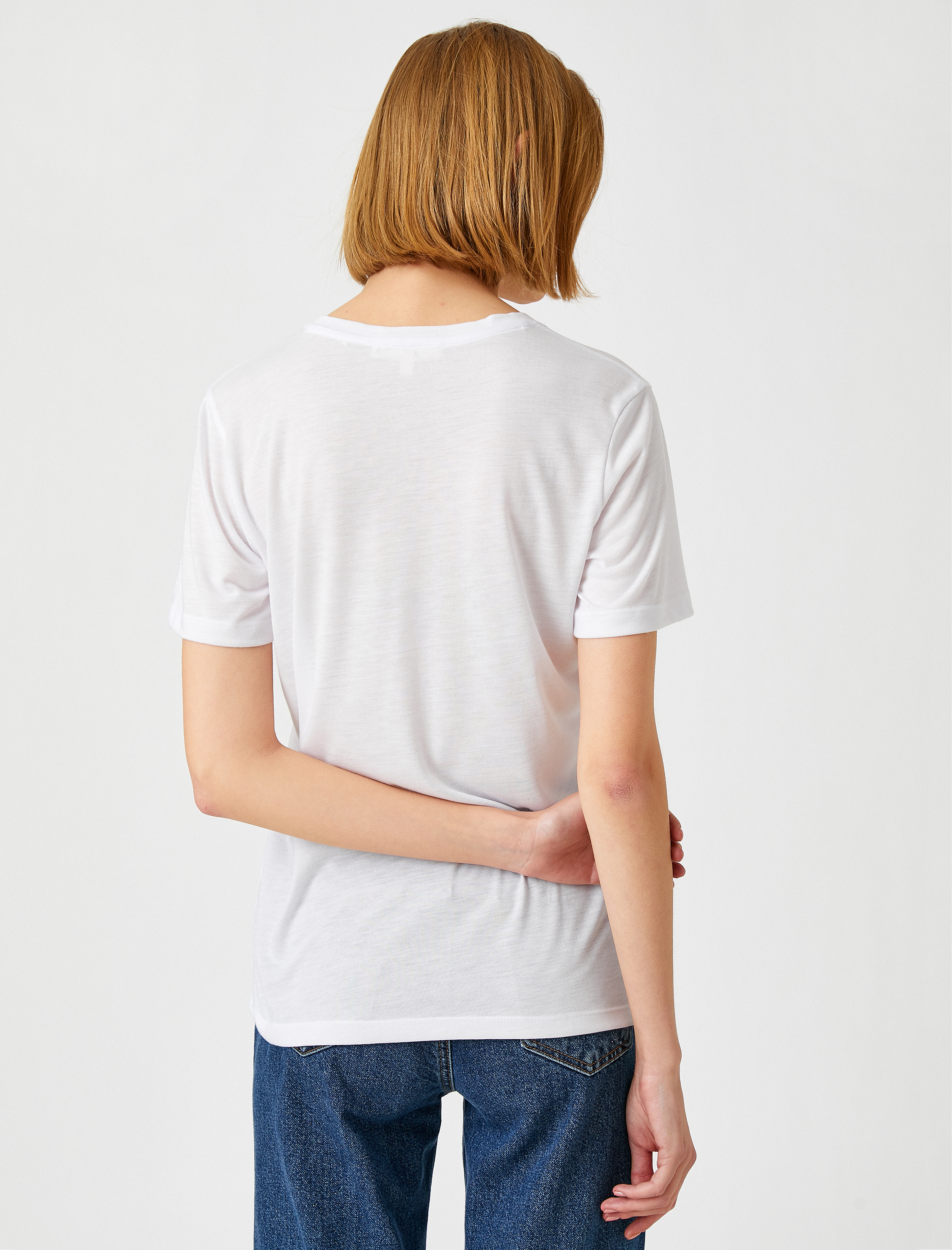   Bisiklet Yaka Kısa Kollu Baskılı Tişört