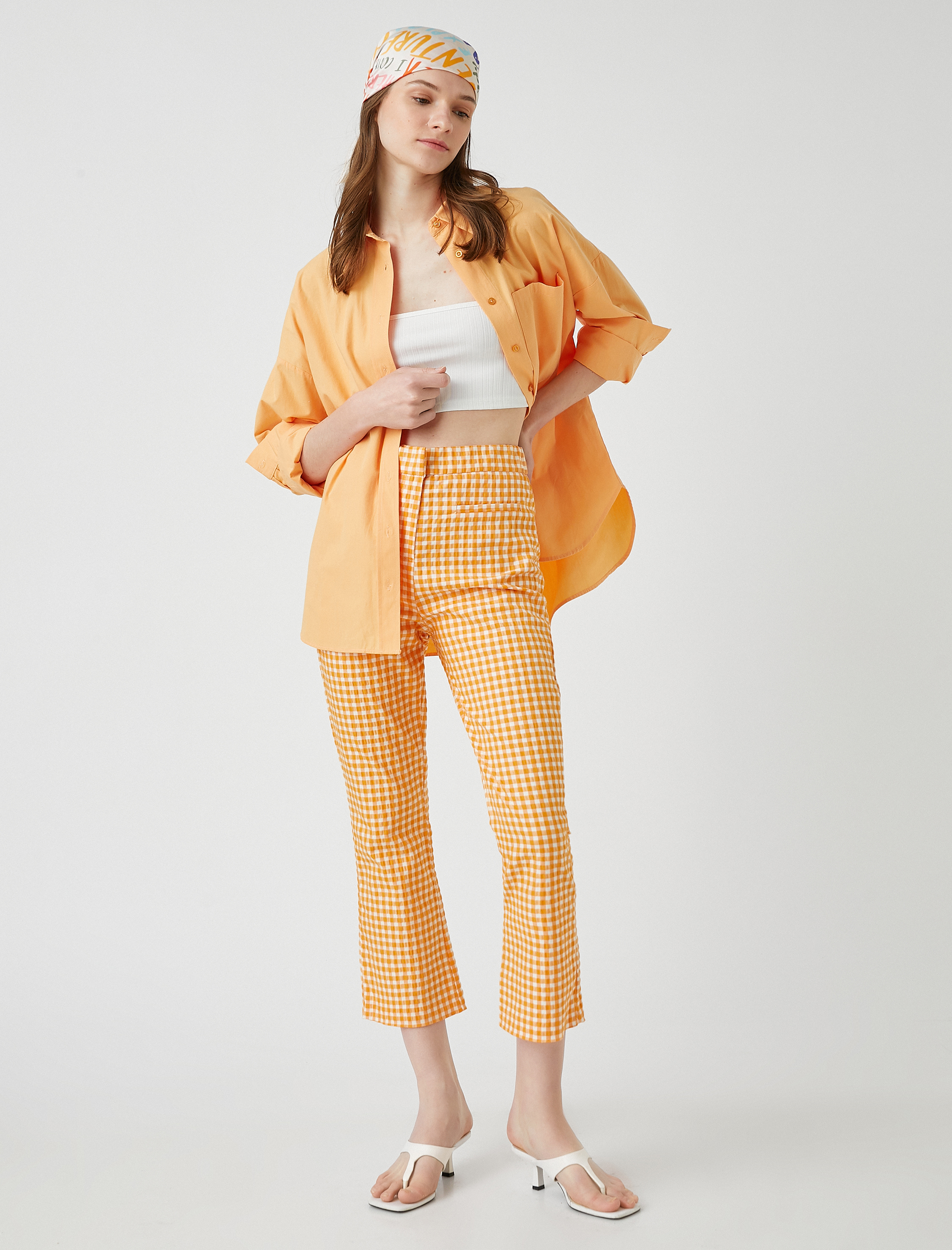   Crop Pantolon İspanyol Paça Cepli Pamuklu