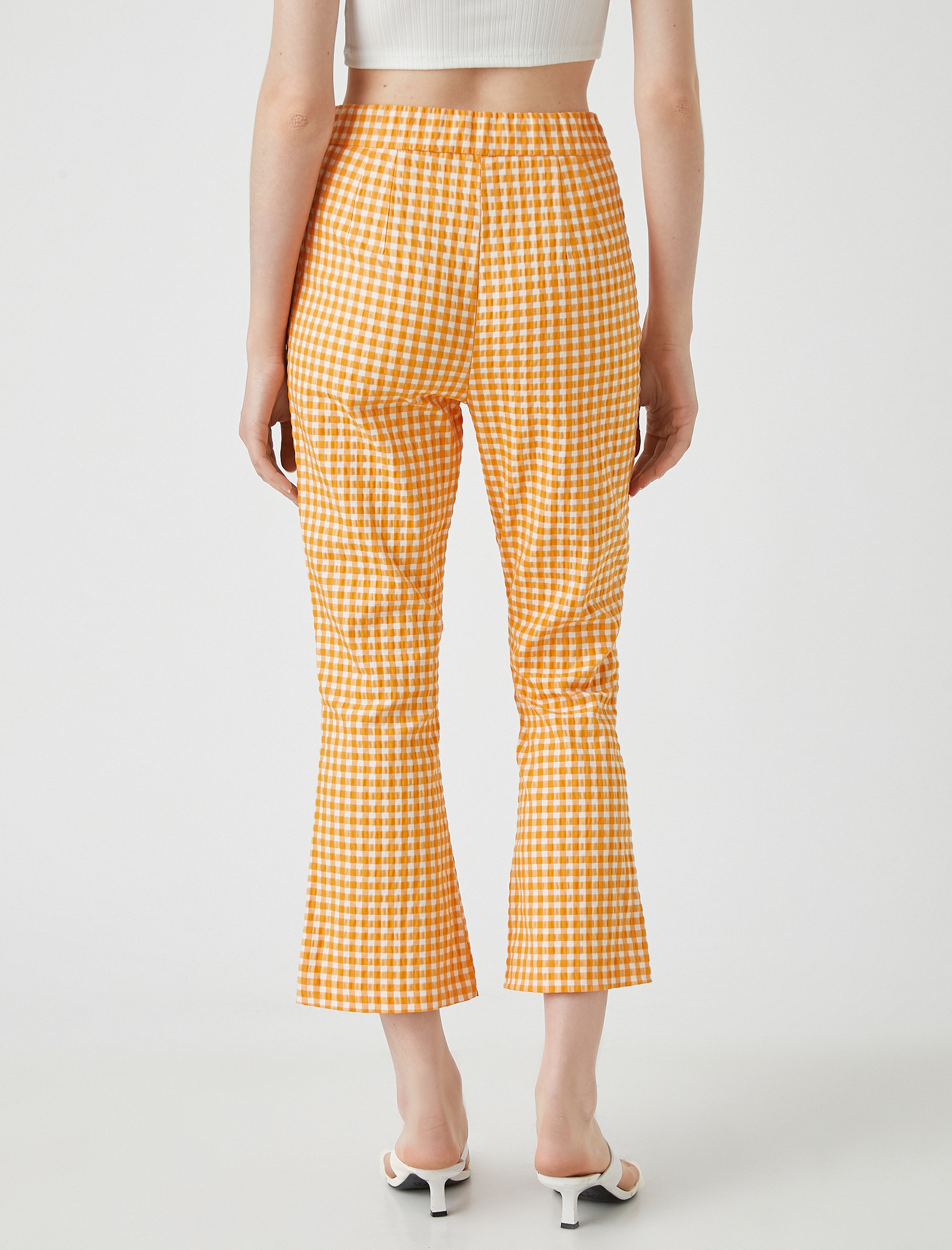   Crop Pantolon İspanyol Paça Cepli Pamuklu