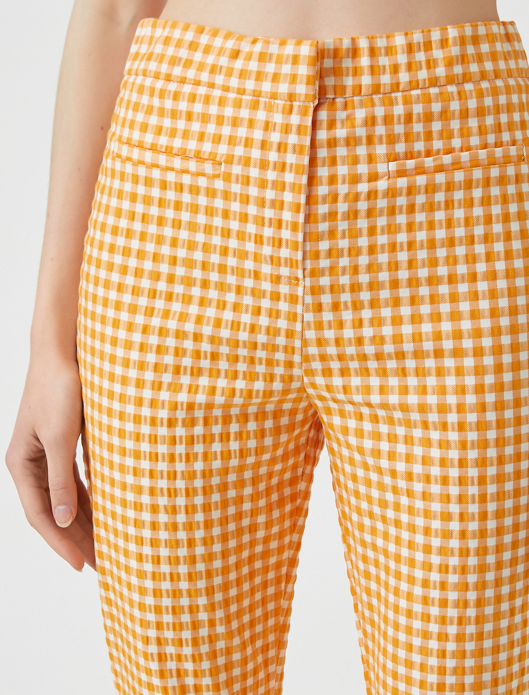   Crop Pantolon İspanyol Paça Cepli Pamuklu