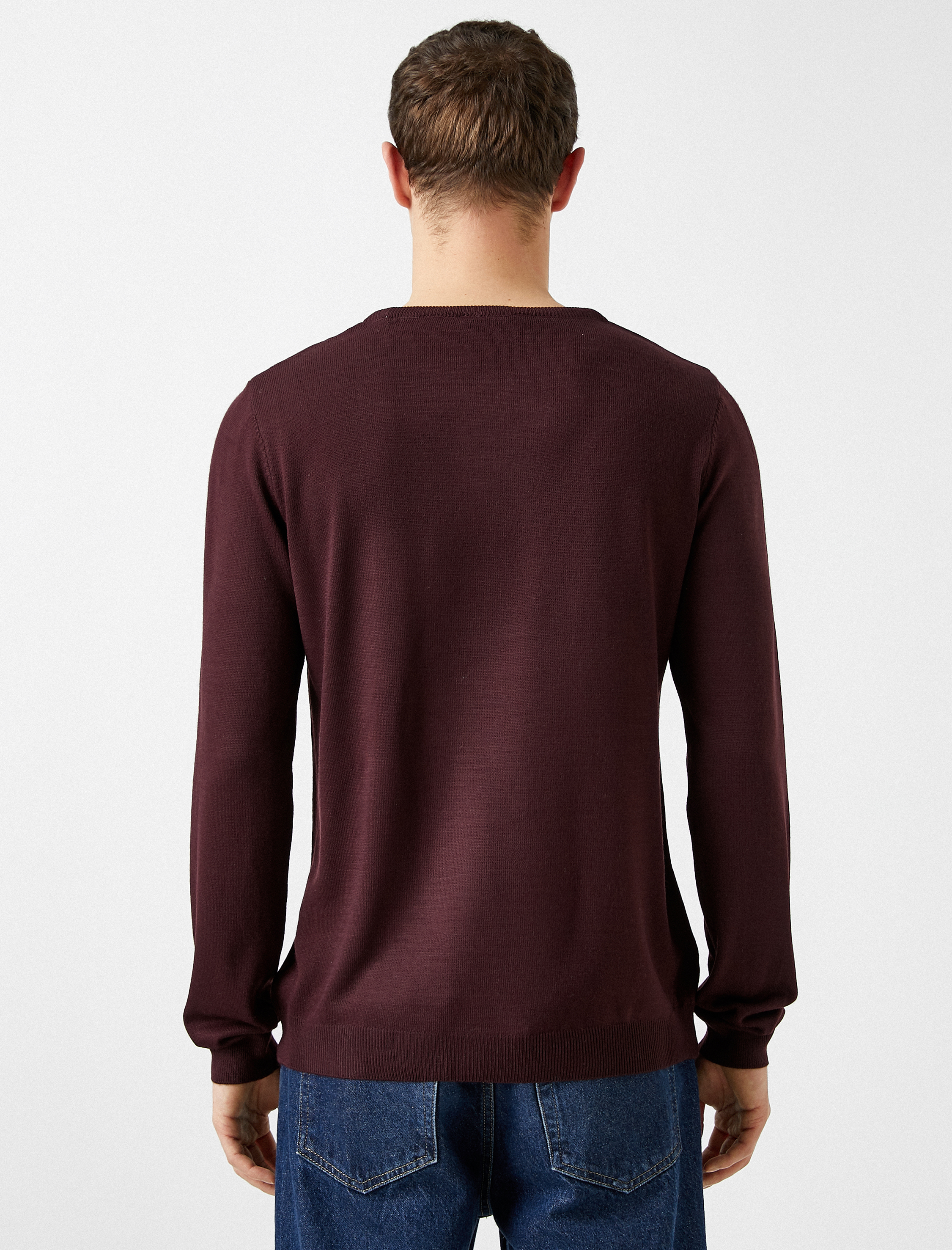   Basic Triko Kazak Bisiklet Yaka Uzun Kollu