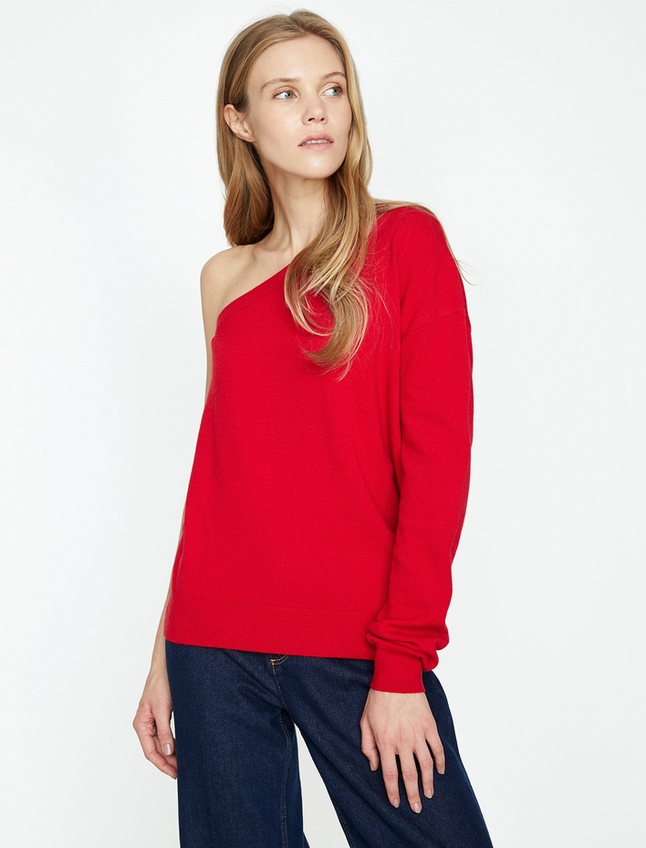  Omzu Açik Triko Kazak