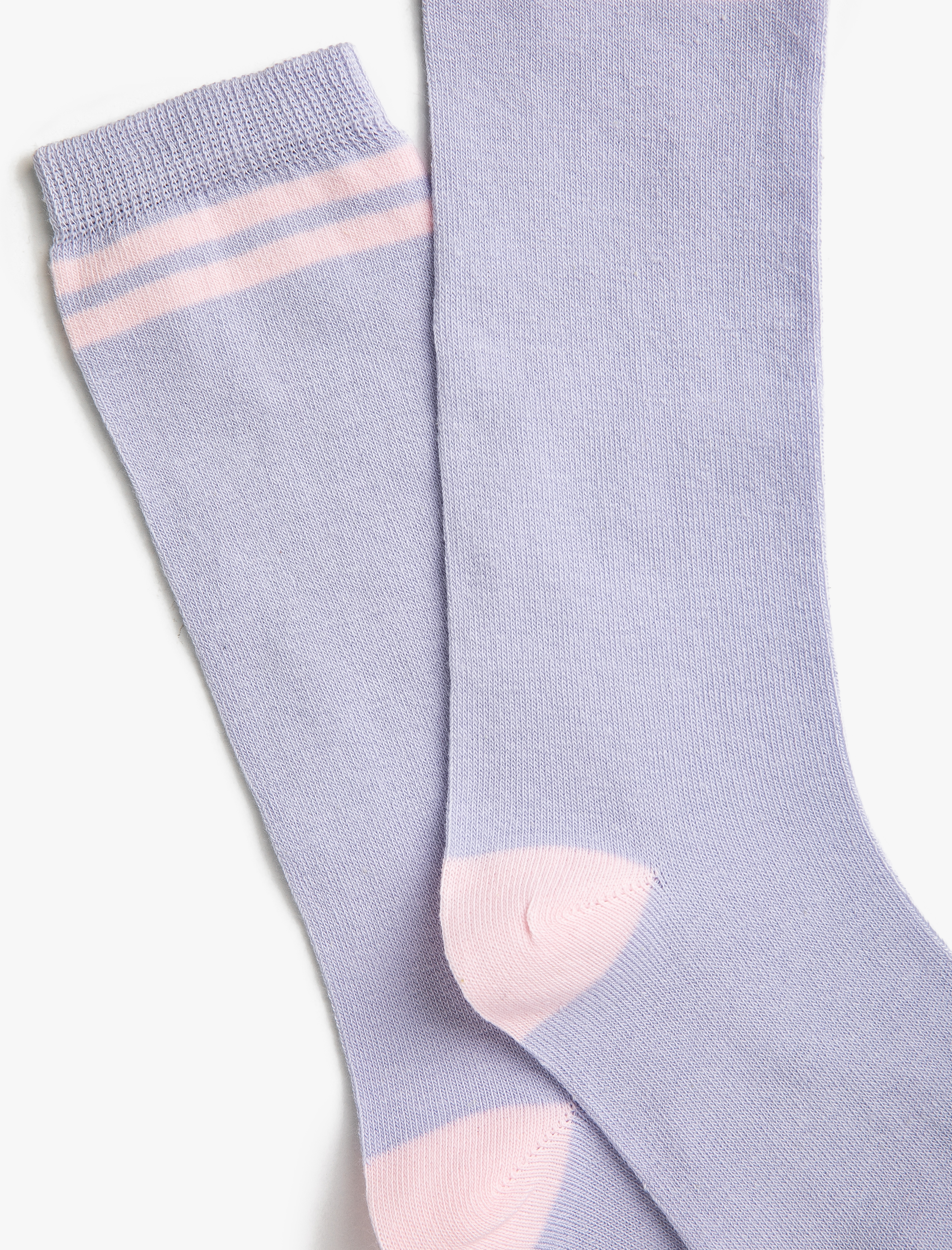 Kız Çocuk Şerit Detaylı Uzun Çorap