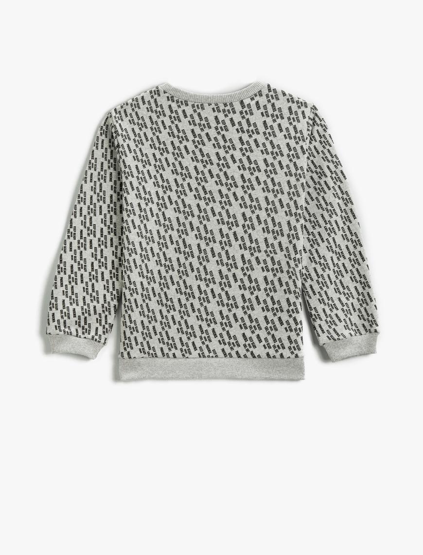  Erkek Çocuk Baskılı Sweatshirt Uzun Kollu Bisiklet Yaka