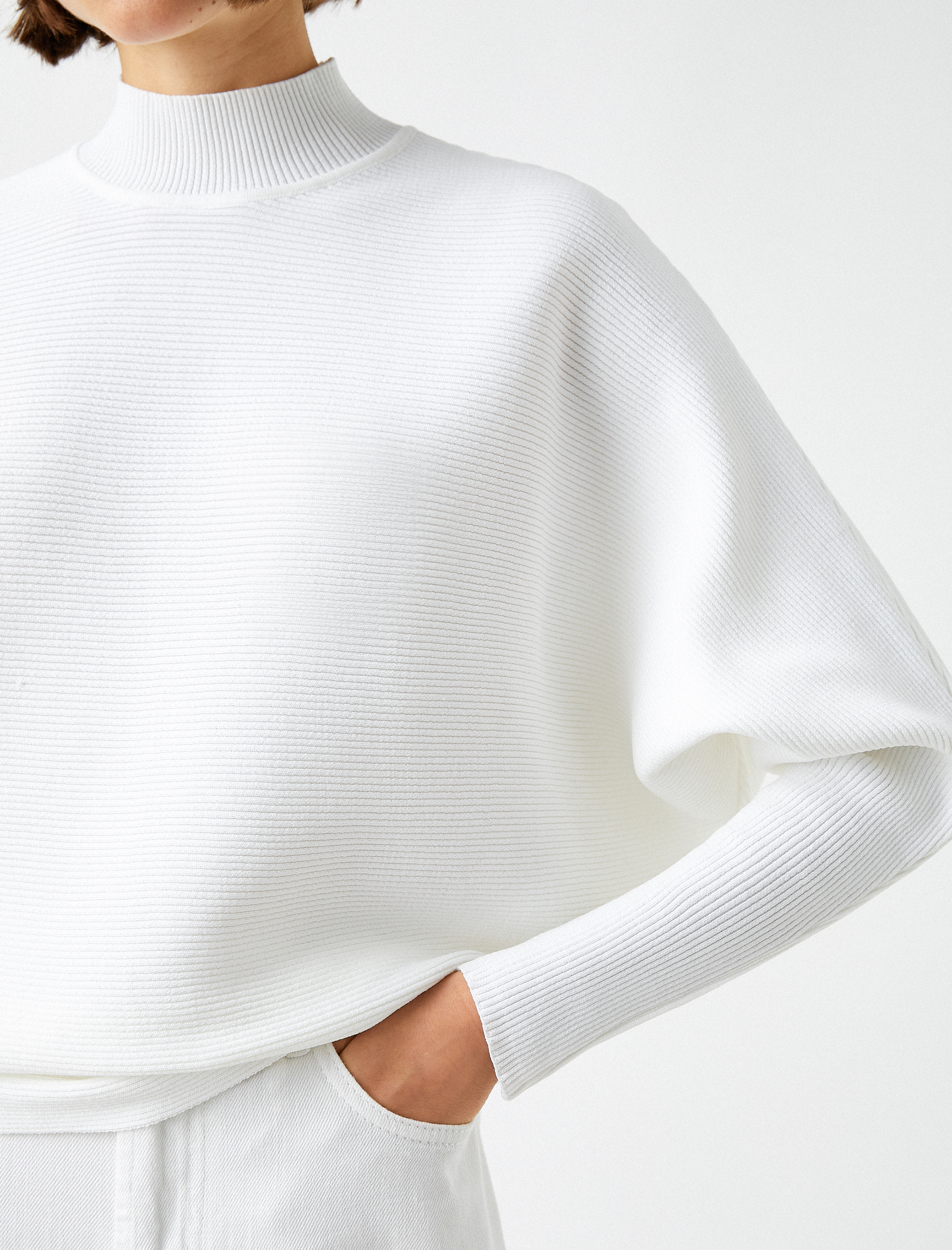   Triko Kazak Yarım Balıkçı Yaka Yarasa Kol