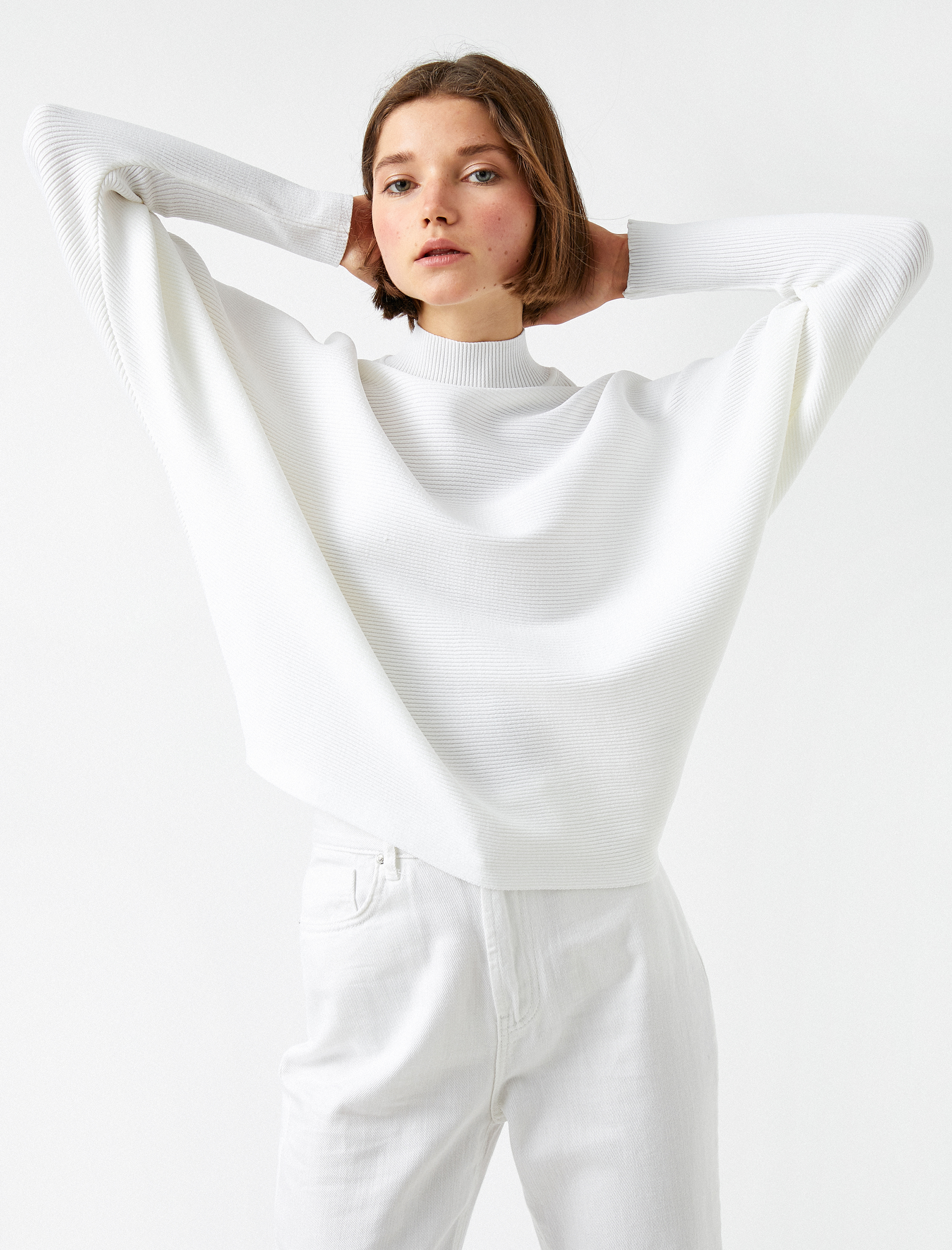   Triko Kazak Yarım Balıkçı Yaka Yarasa Kol