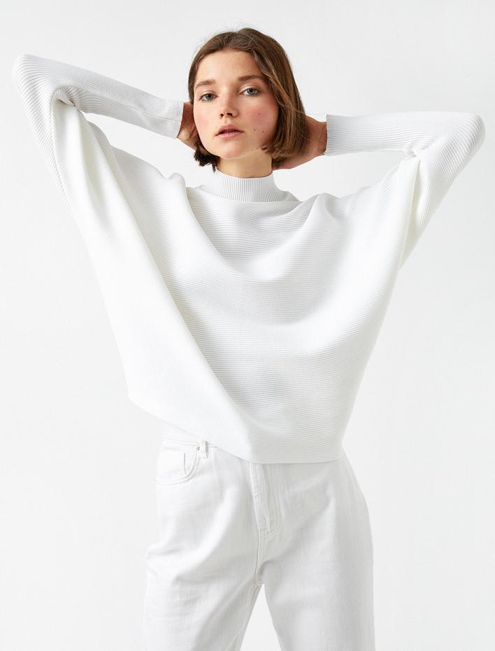  Triko Kazak Yarım Balıkçı Yaka Yarasa Kol