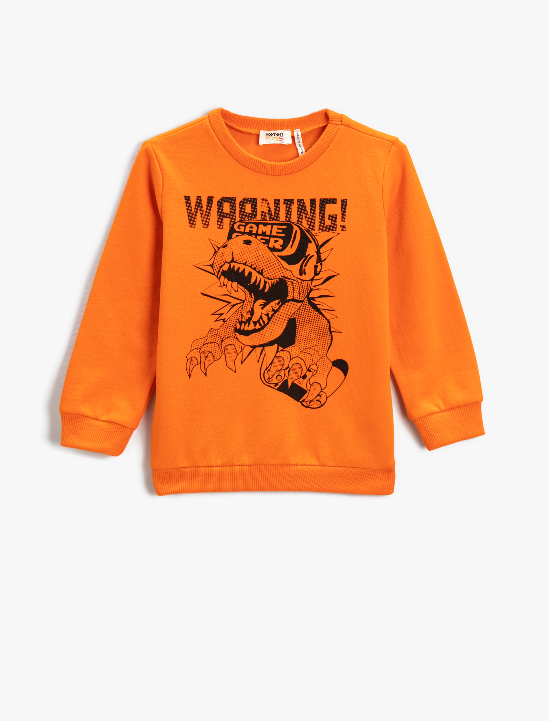  Erkek Çocuk Sweatshirt Uzun Kollu Baskılı Bisiklet Yaka