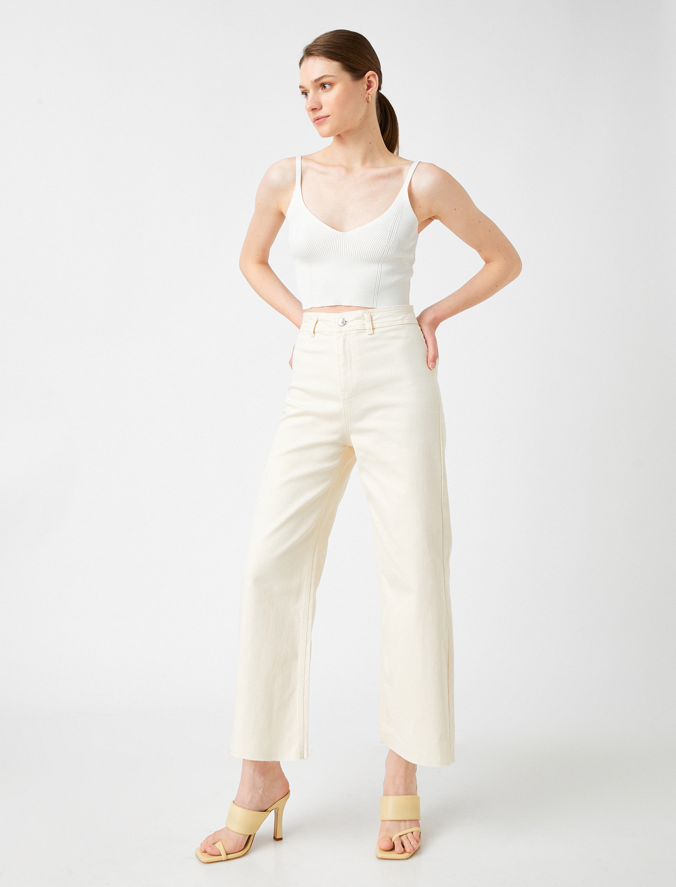   Crop Bol Paça Kot Pantolon - Culotte Jean