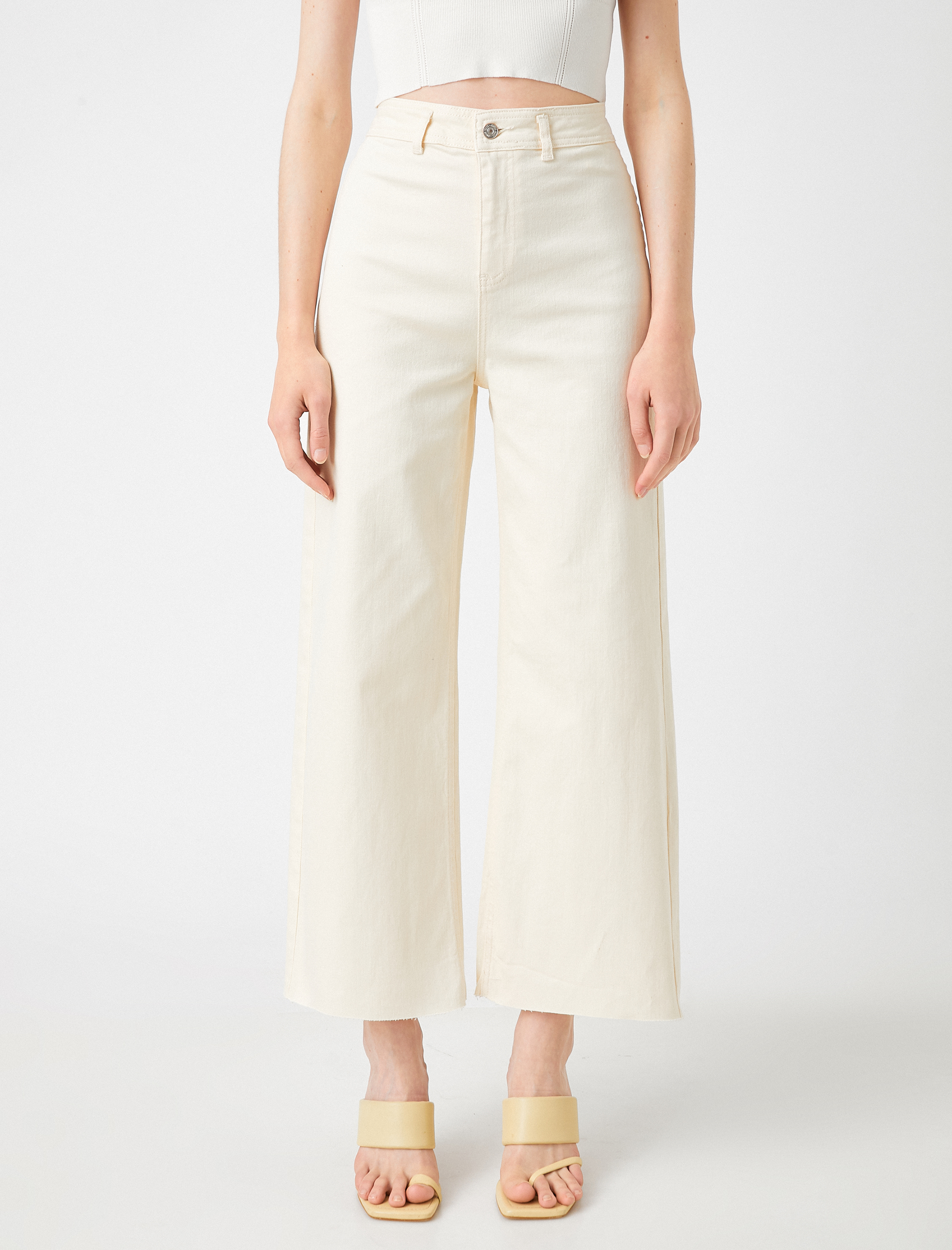   Crop Bol Paça Kot Pantolon - Culotte Jean