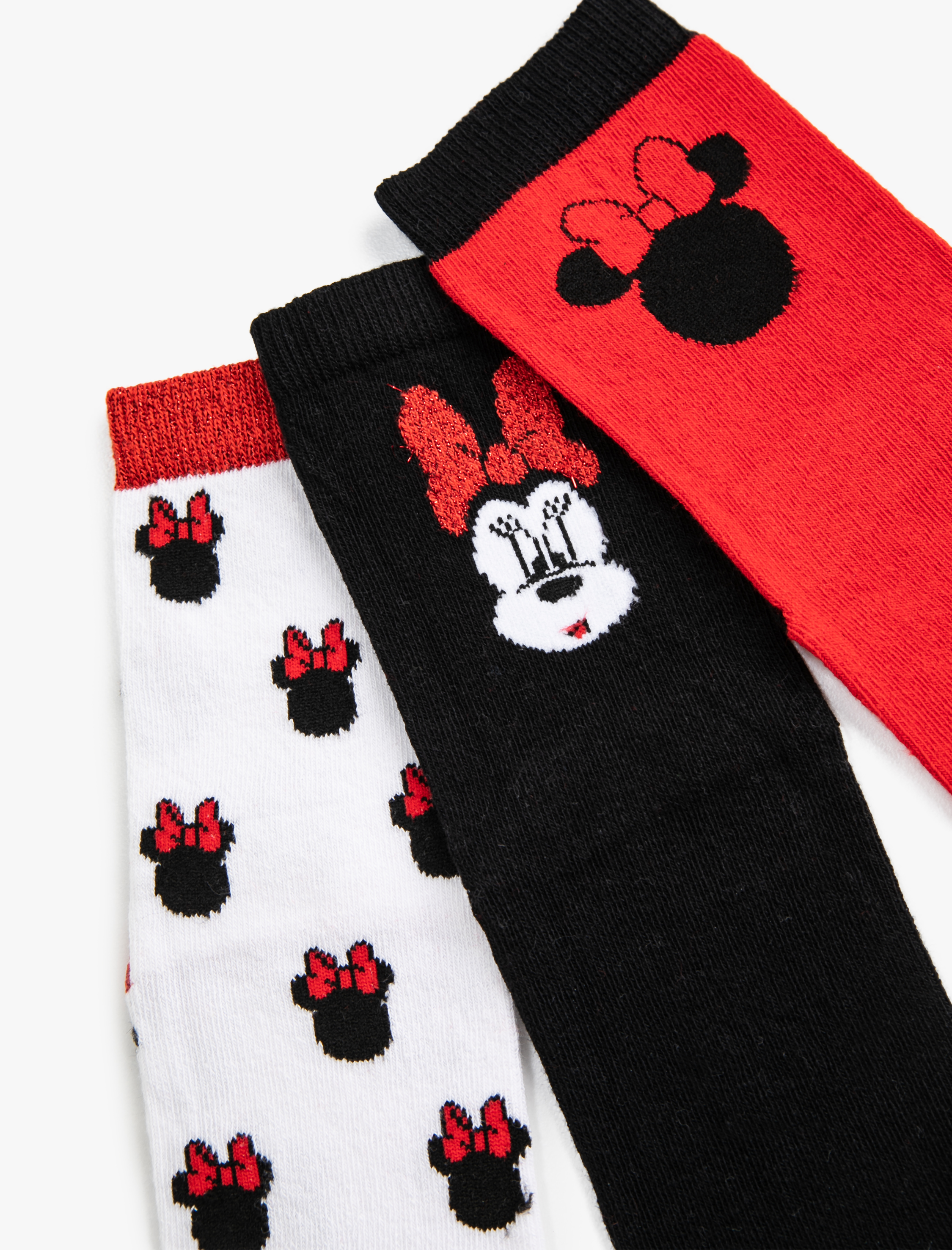 Kız Çocuk 3'lü Minnie Mouse Lisanslı Çorap