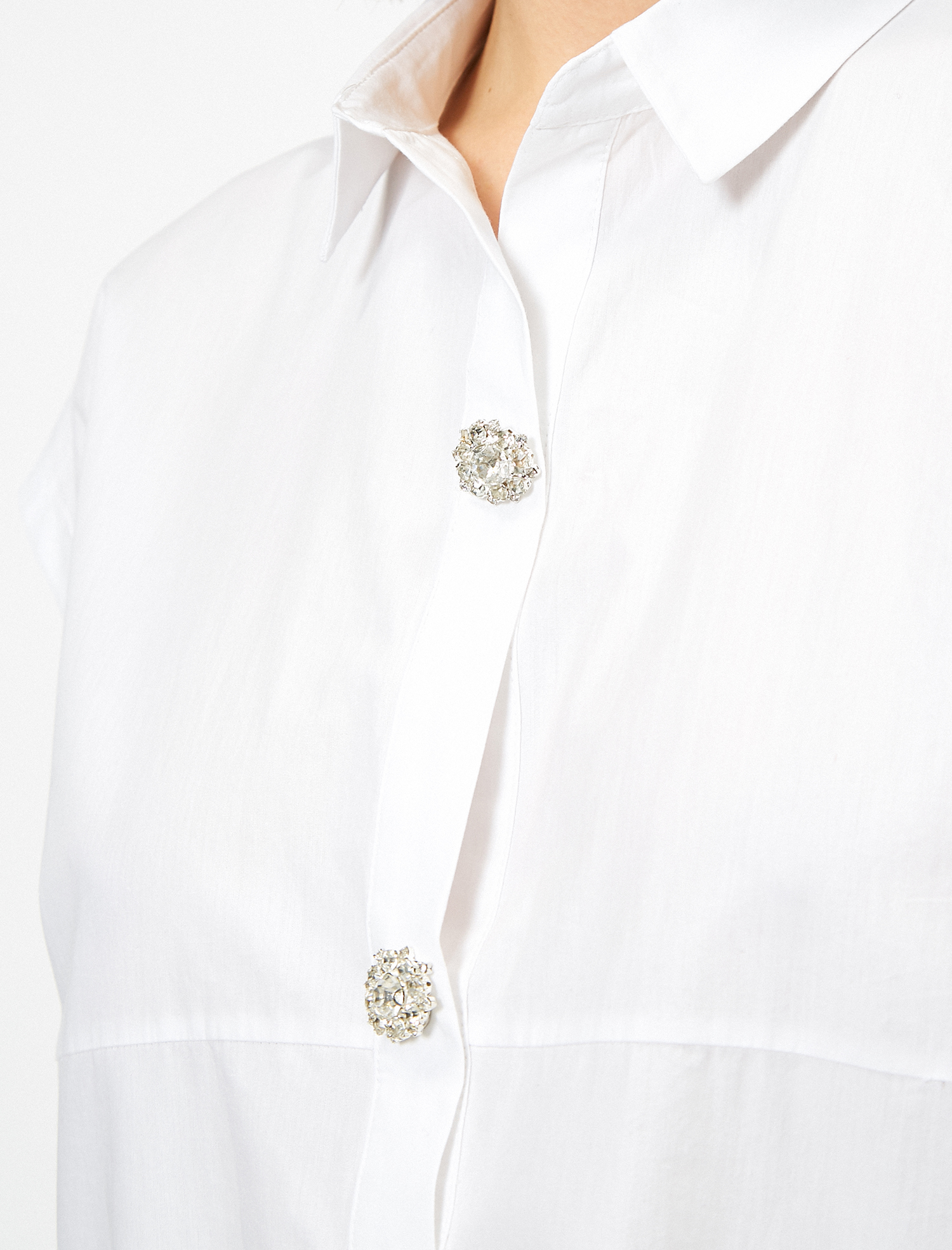   Taş Detaylı Bluz Gömlek Yaka