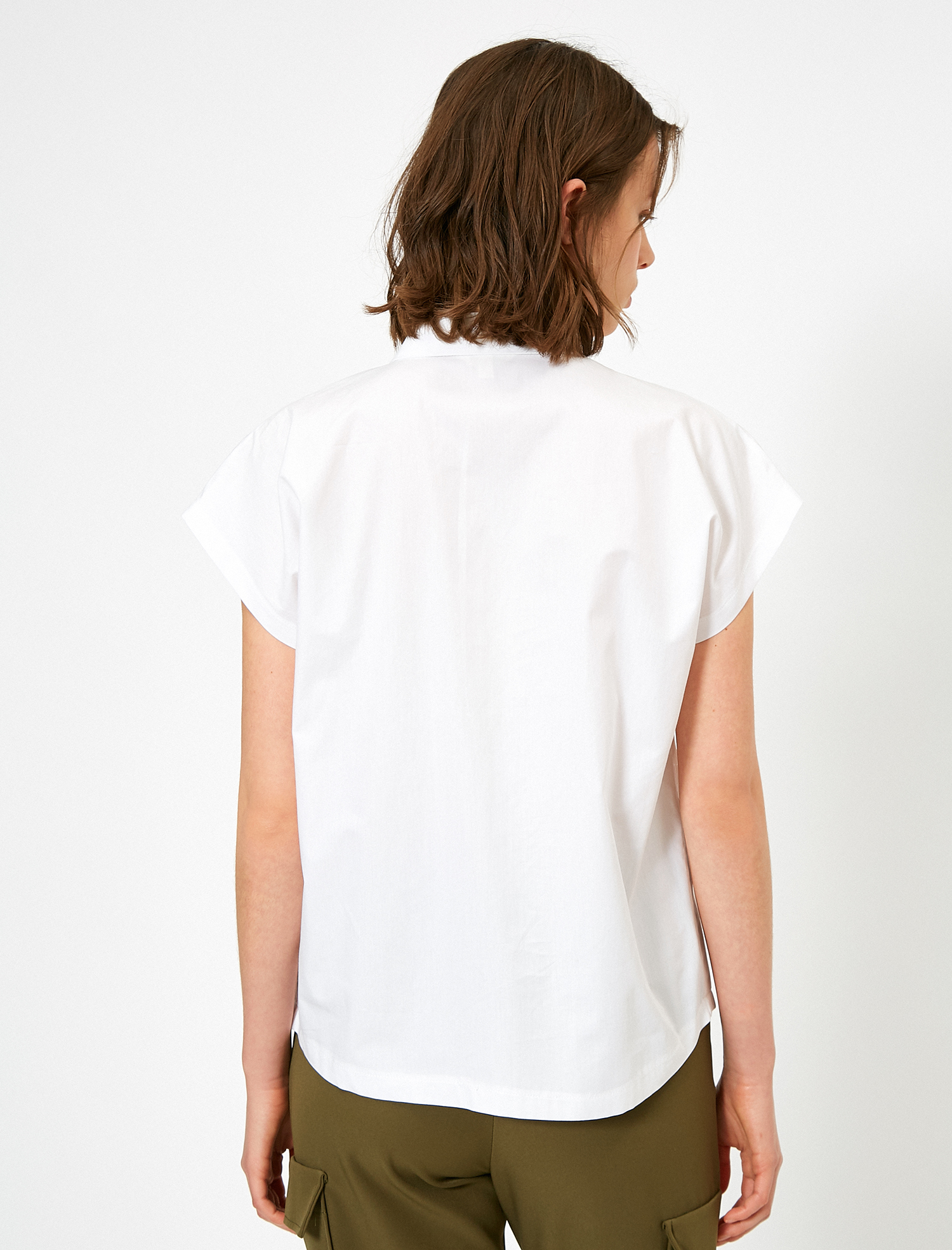   Taş Detaylı Bluz Gömlek Yaka