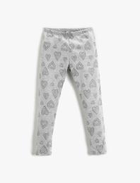 Kalp Baskılı Uzun Tayt Simli