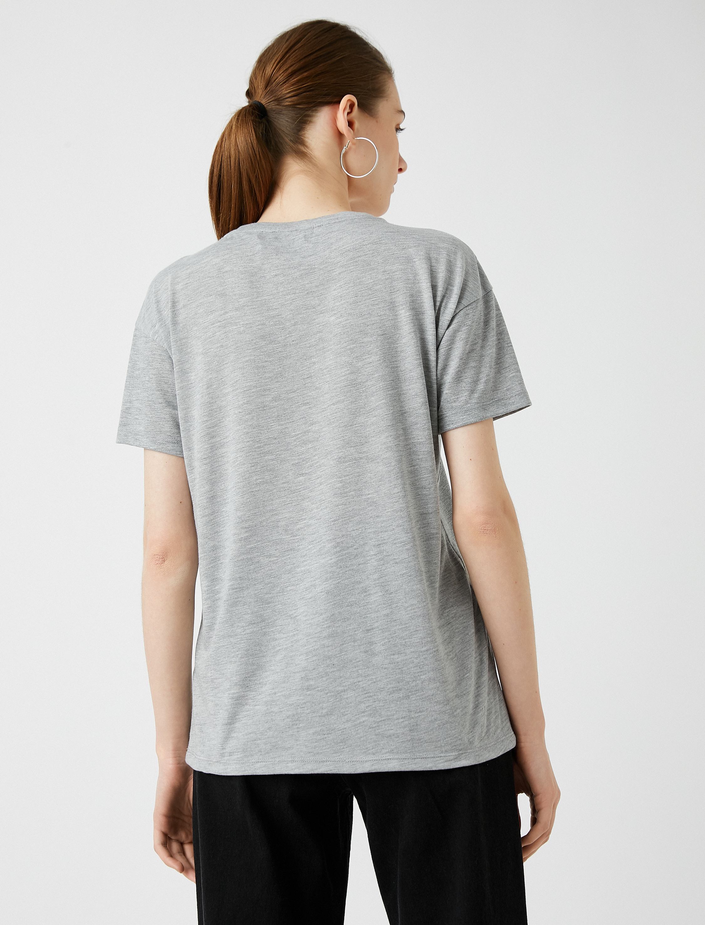   Baskılı Tişört Kısa Kollu Bisiklet Yaka