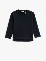 Uzun Kollu Basic Sweatshirt Pamuklu Bisiklet Yaka