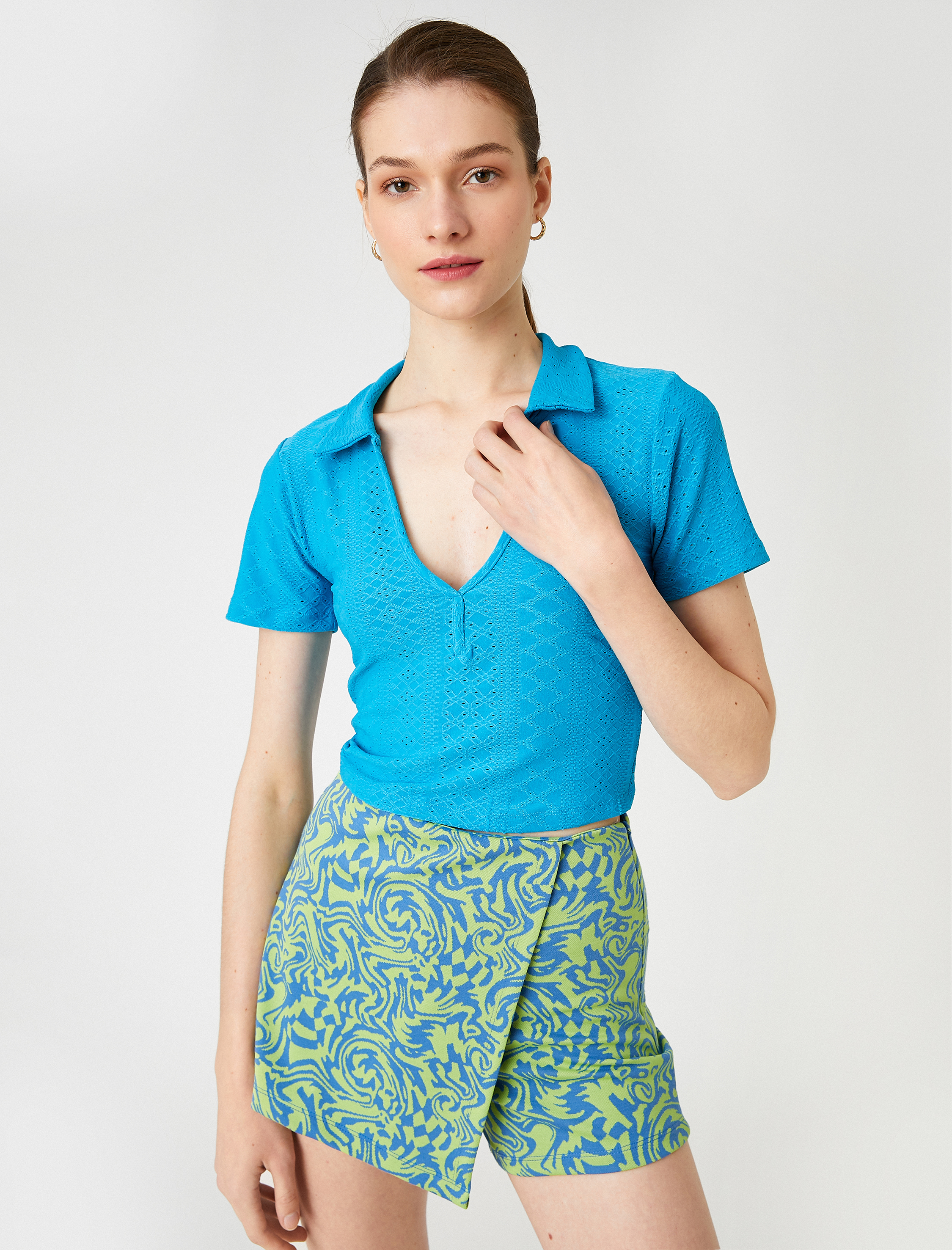   Polo Yaka Tişört Desenli