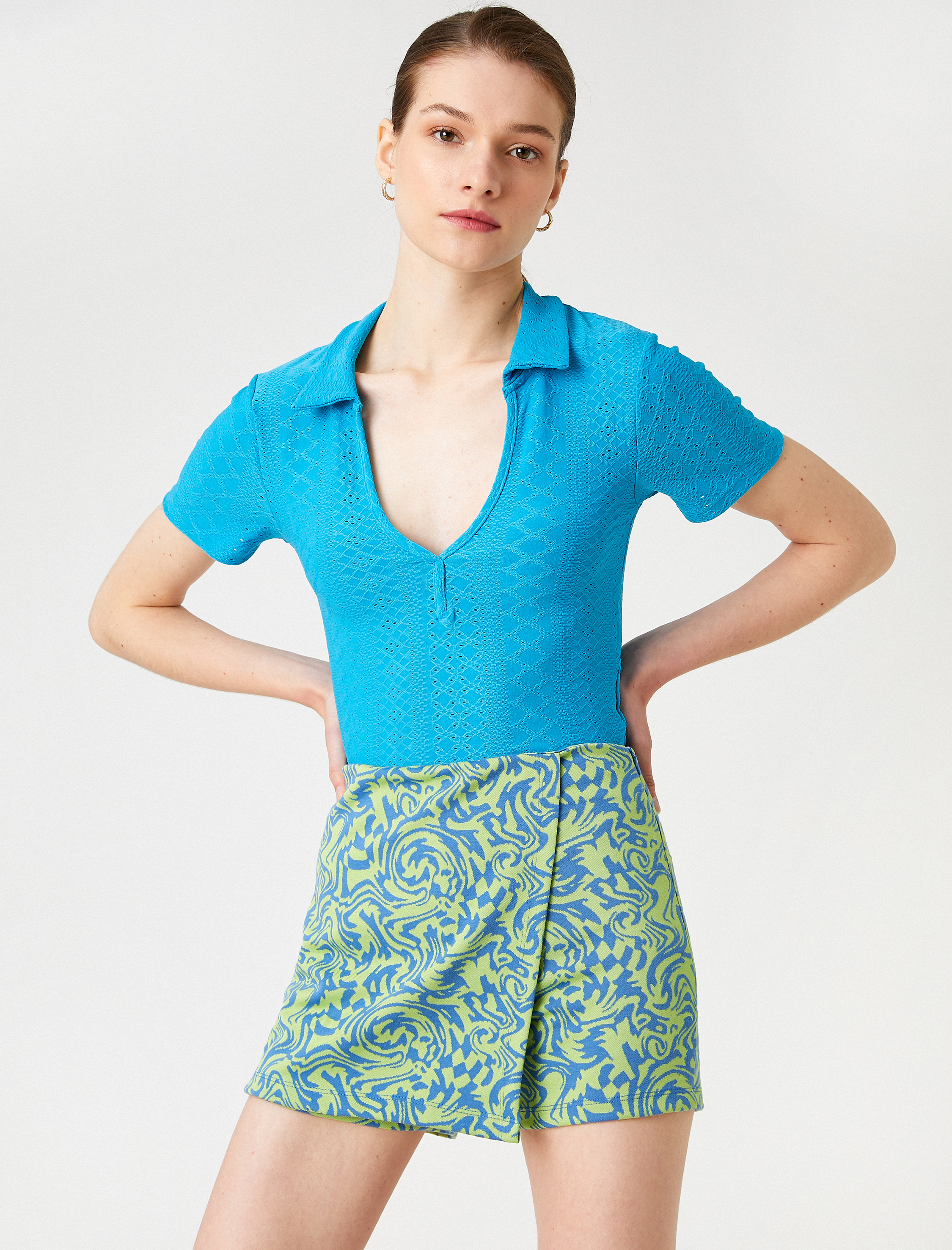   Polo Yaka Tişört Desenli