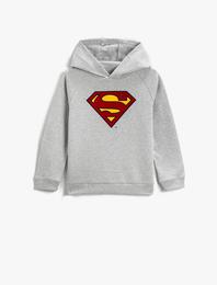 Superman Baskılı Lisanslı Kapüşonlu Sweatshirt