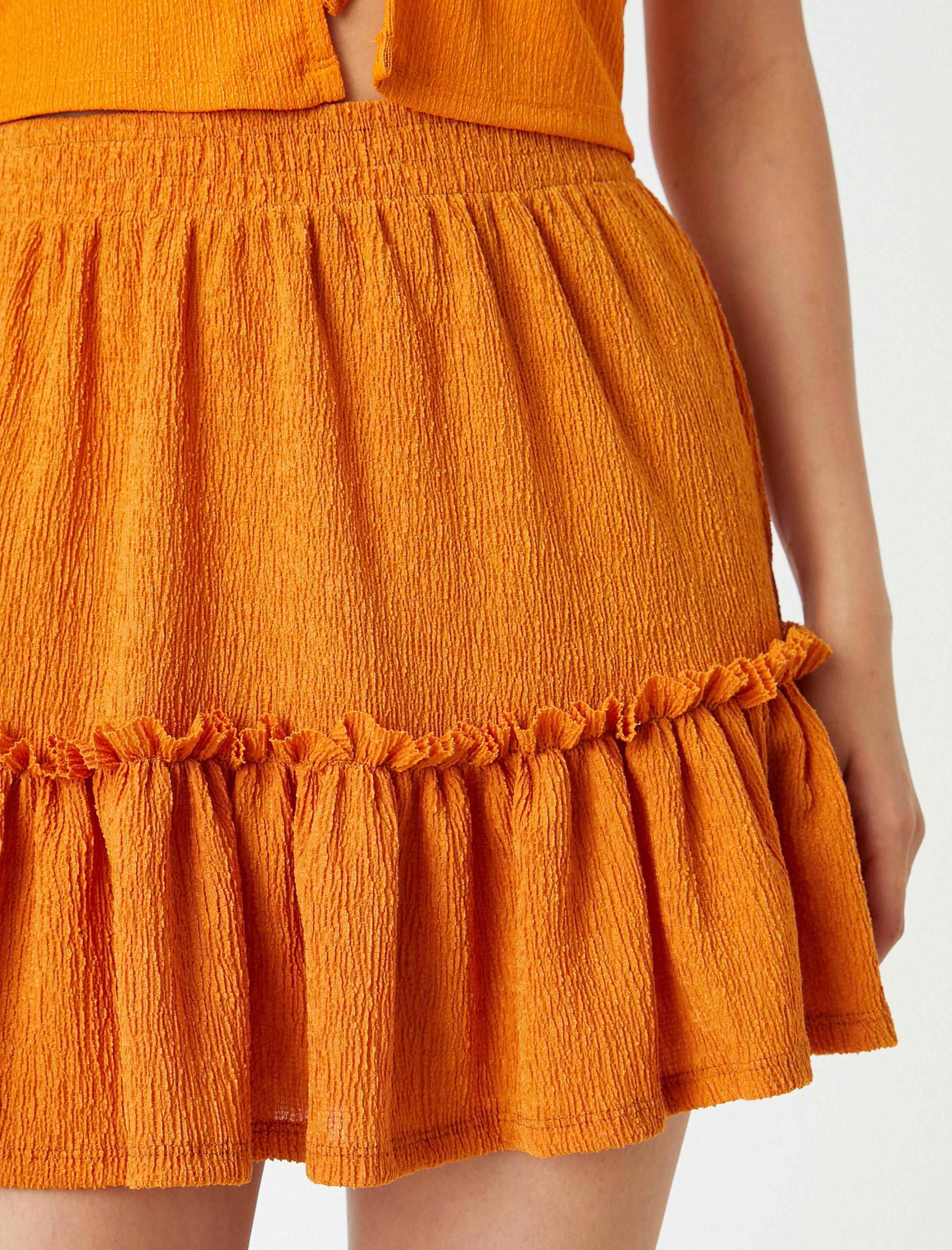 Fırfırlı Mini Etek Beli Lastikli