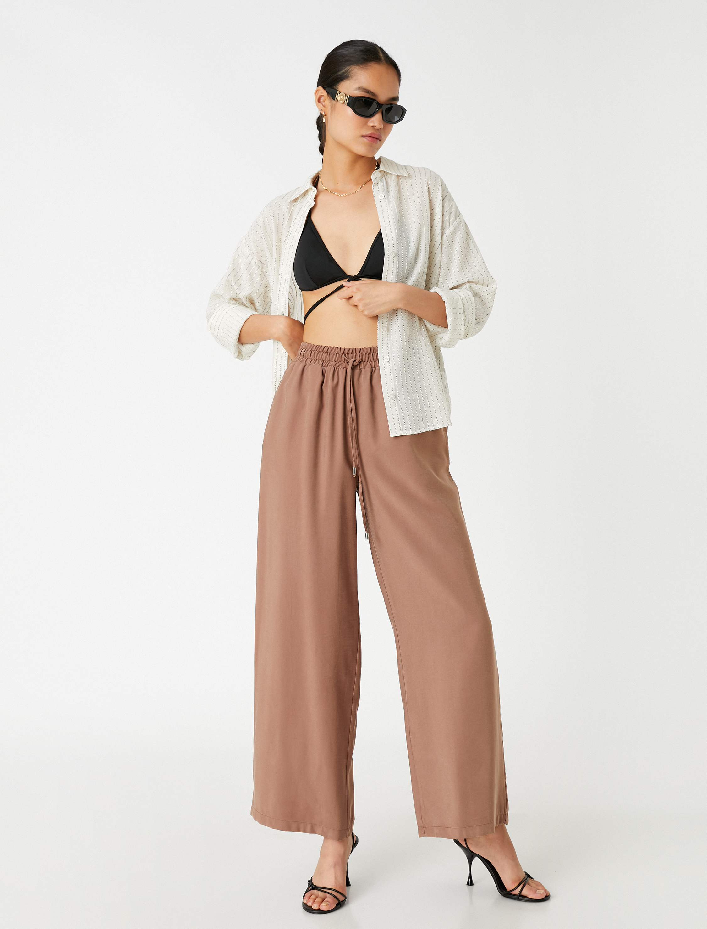   Bol Paça Pantolon Beli Bağlamalı