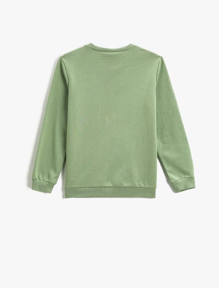 Kız Çocuk Baskılı Sweatshirt Uzun Kollu Bisiklet Yaka