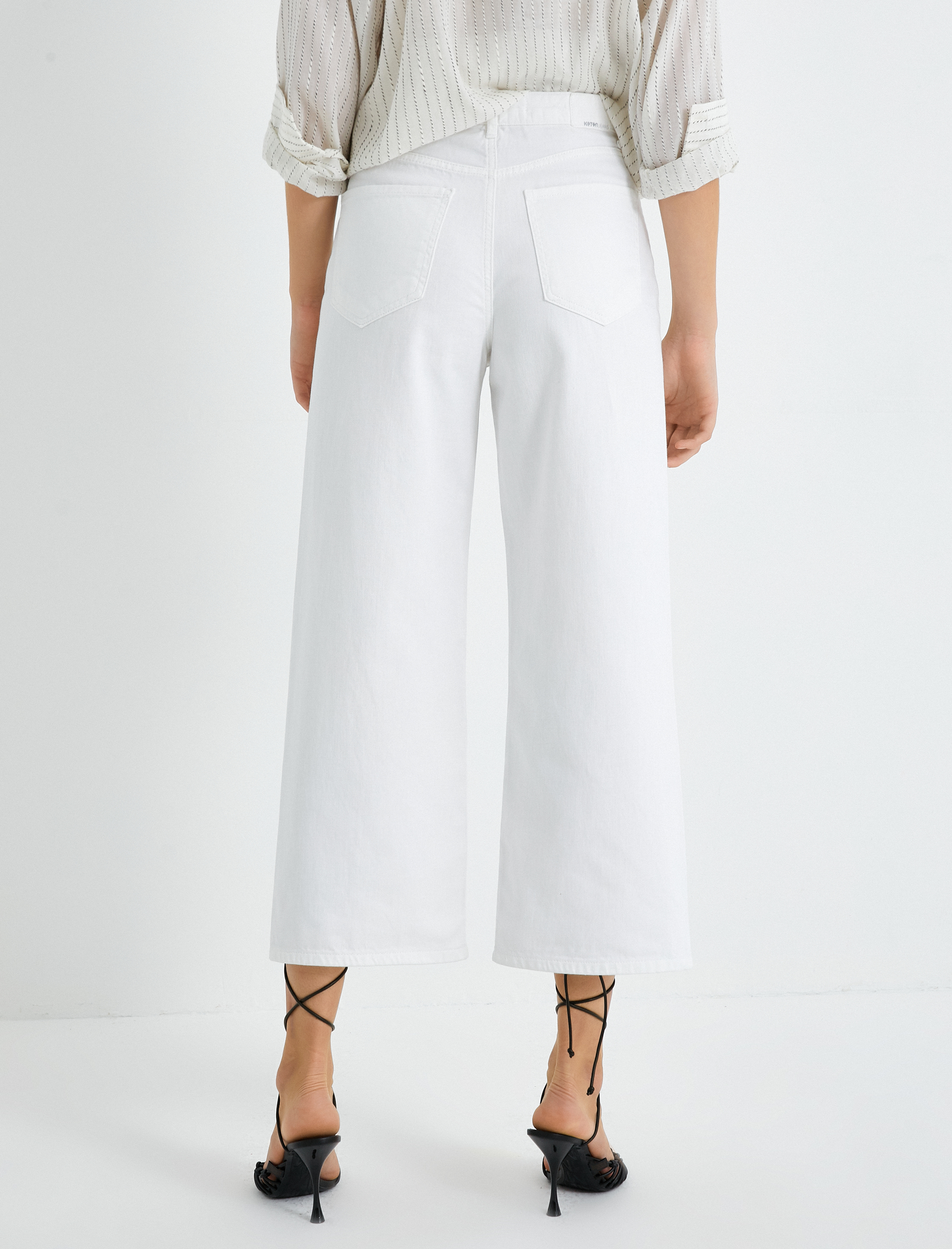   Kot Pantolon Yüksek Bel Geniş Kısa Paça Jean