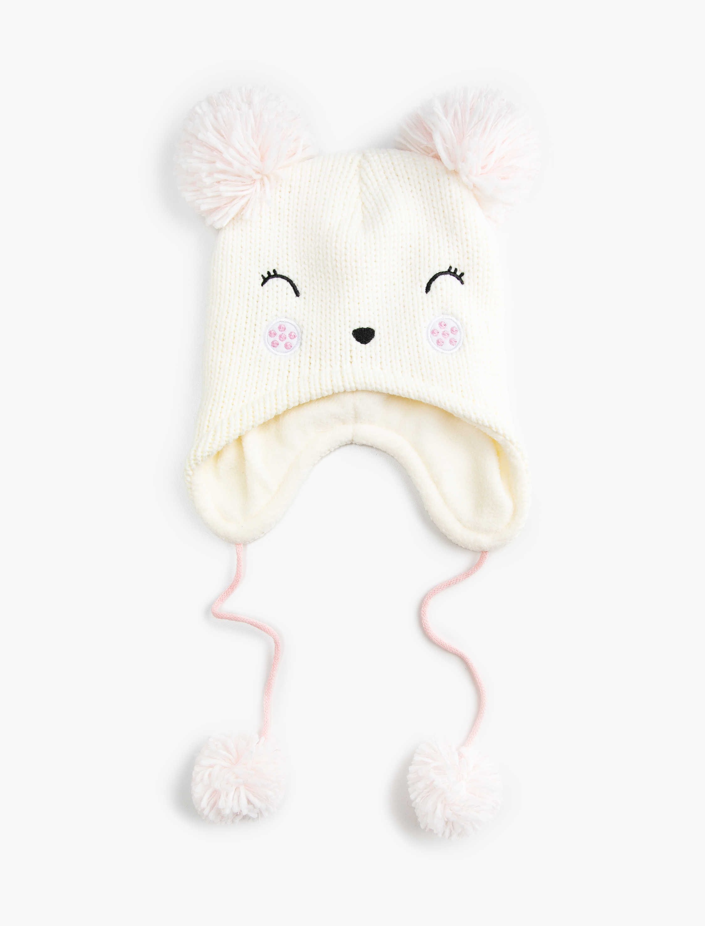  Kız Çocuk Kulak Kapaklı Bere Çene Altından Bağcıklı