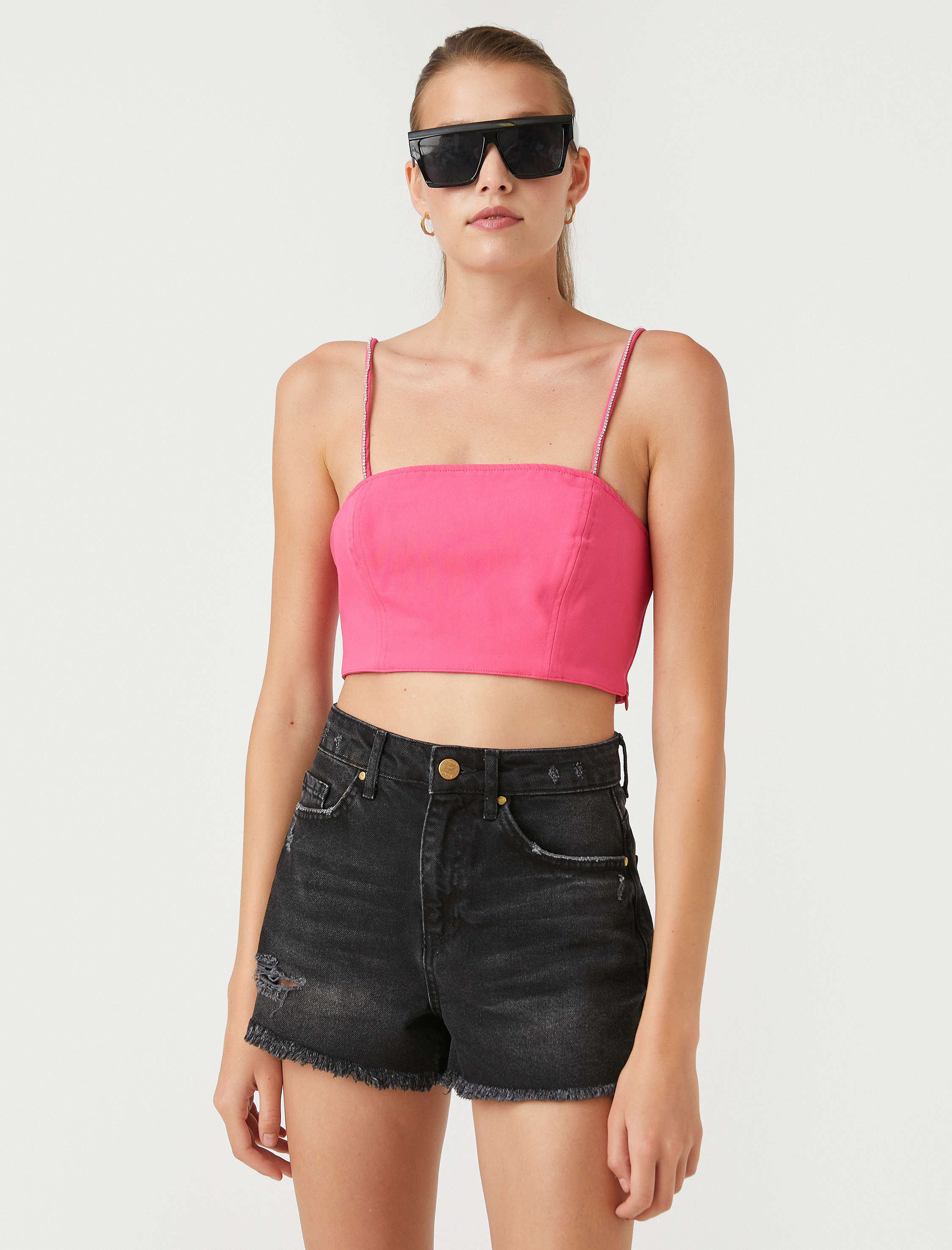   Taş Detaylı Crop Atlet