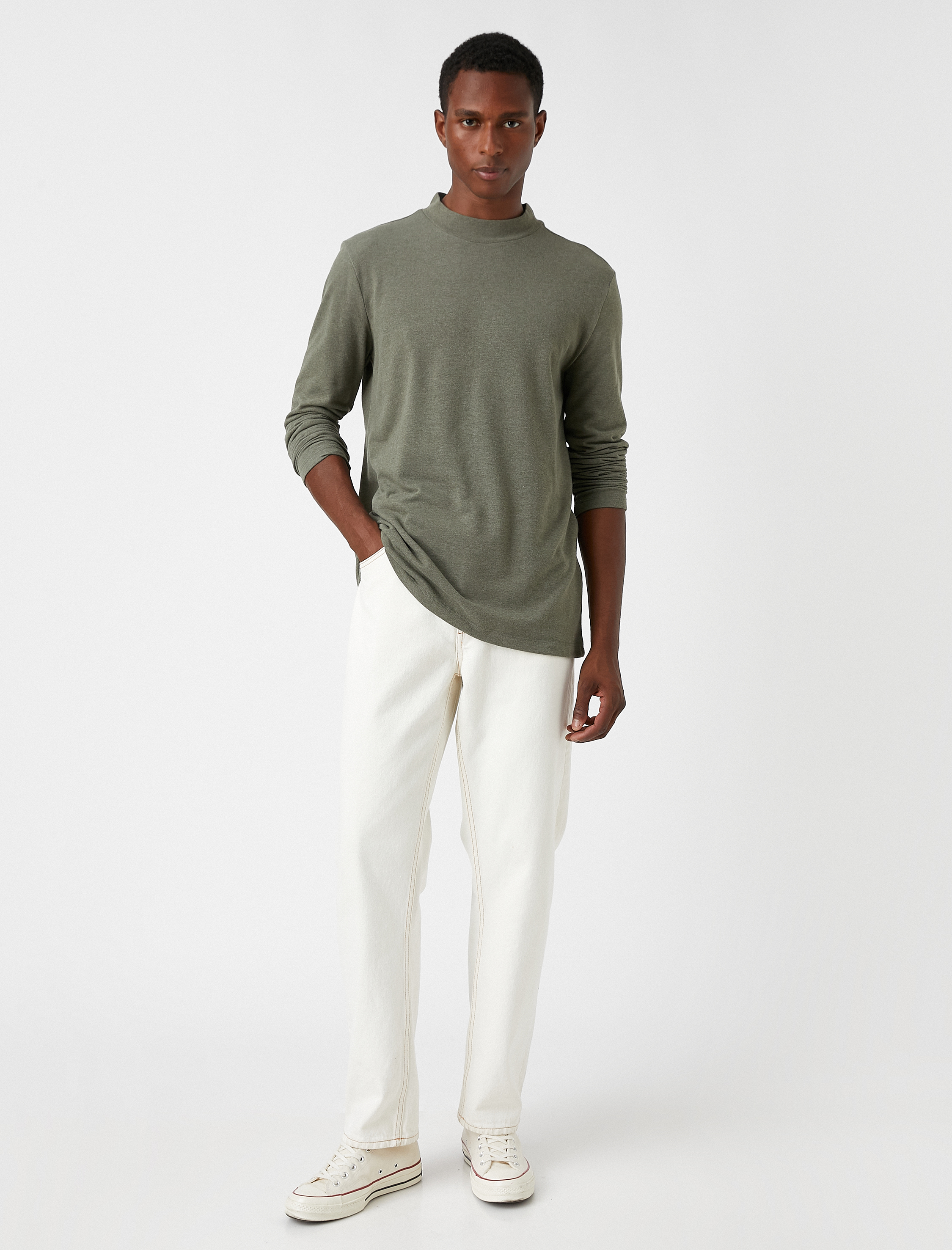   Uzun Kollu Tişört Bisiklet Yaka