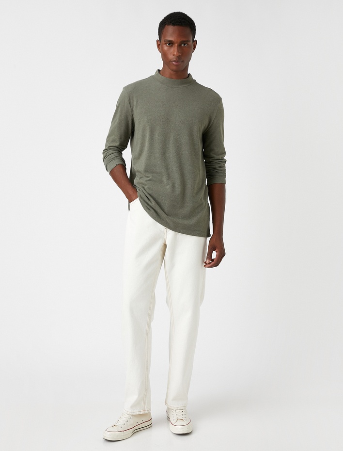  Uzun Kollu Tişört Bisiklet Yaka