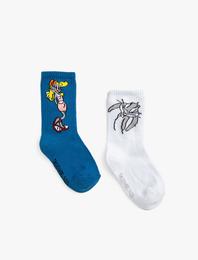 2'li Bugs Bunny Baskılı Çorap Seti Lisanslı