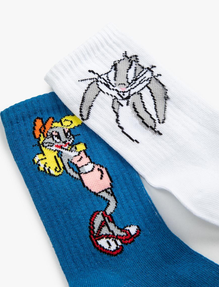  Kız Çocuk 2'li Bugs Bunny Baskılı Çorap Seti Lisanslı