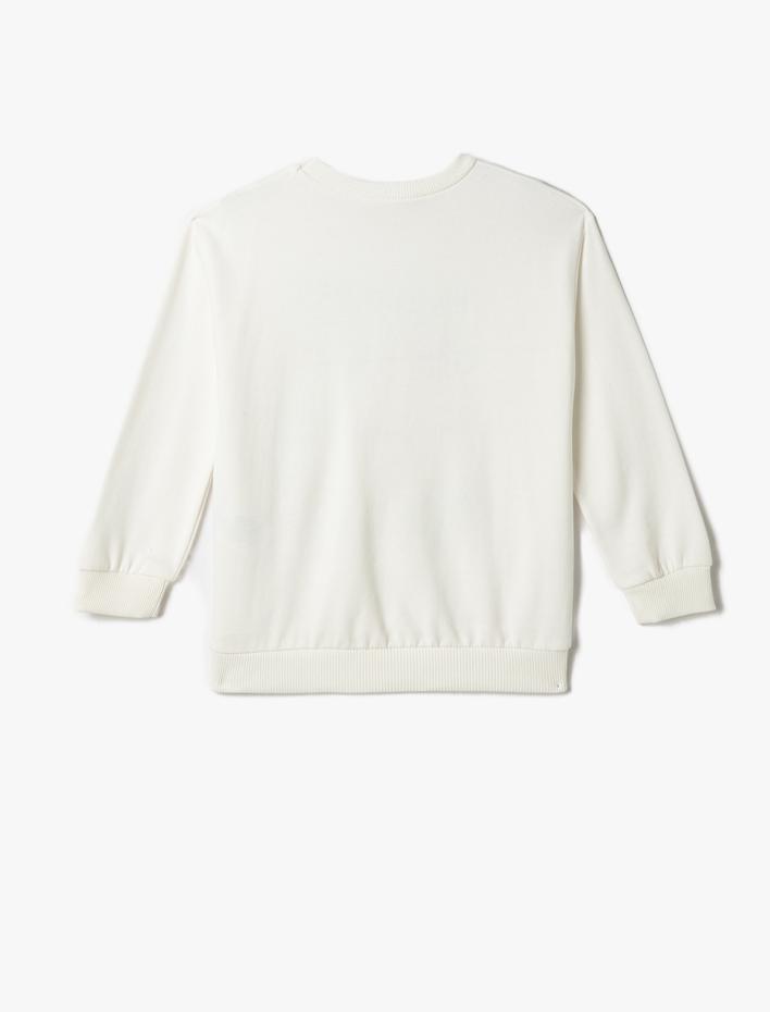 Kız Çocuk Sweatshirt Baskılı Bisiklet Yaka