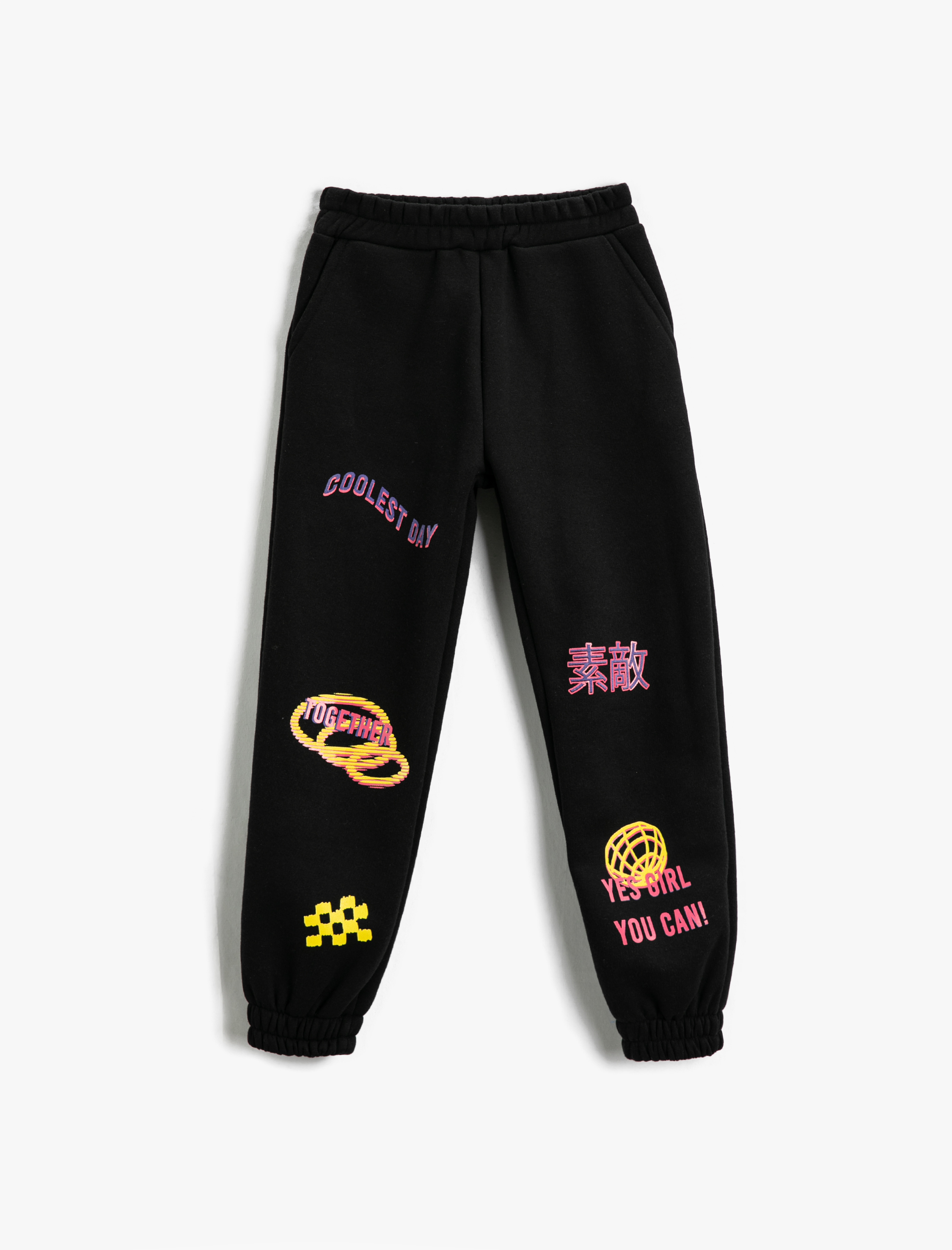  Kız Çocuk Baskılı Jogger Eşofman Altı Cepli