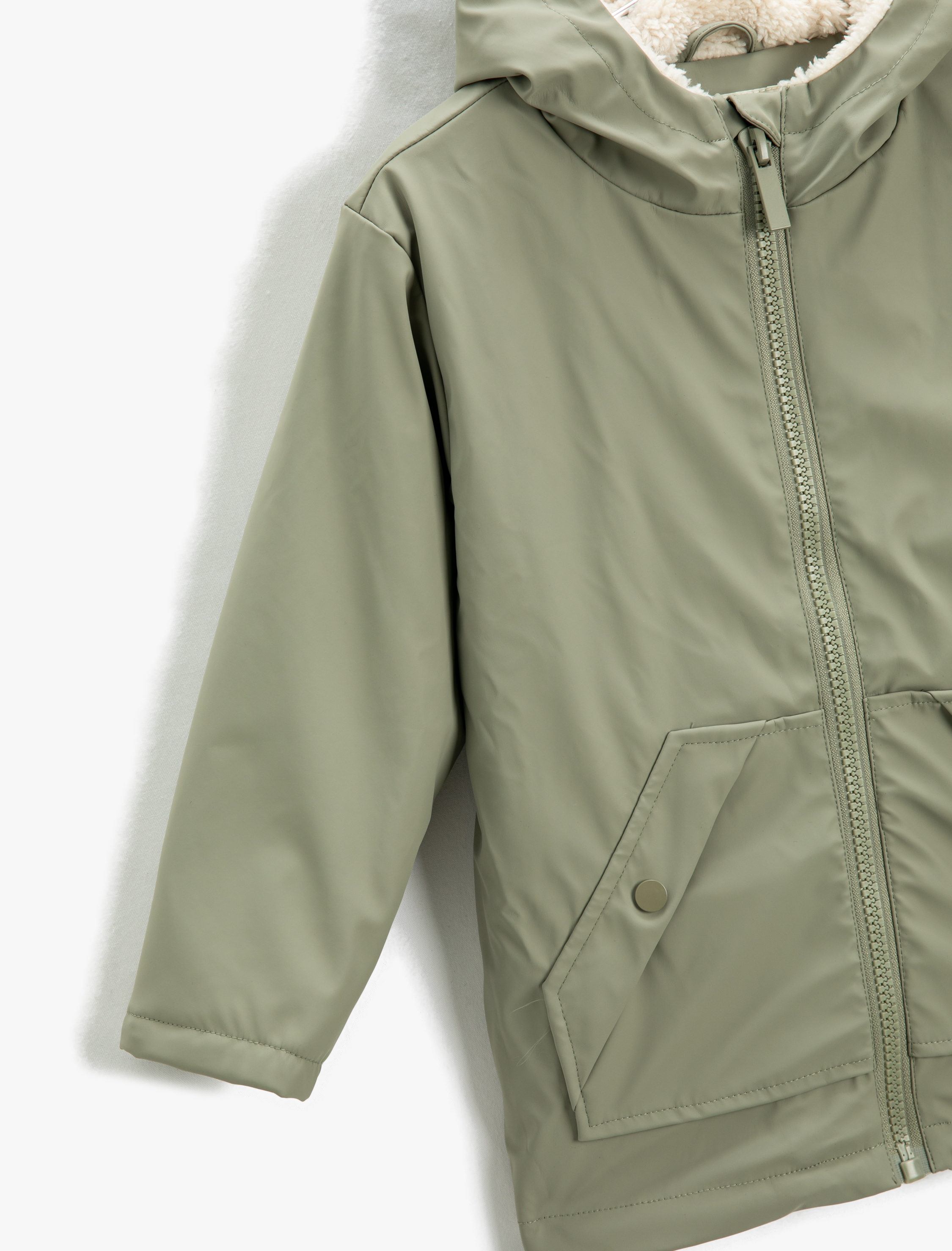  Kız Çocuk Oversize Kapüşonlu Mont Peluş Astarlı Cepli