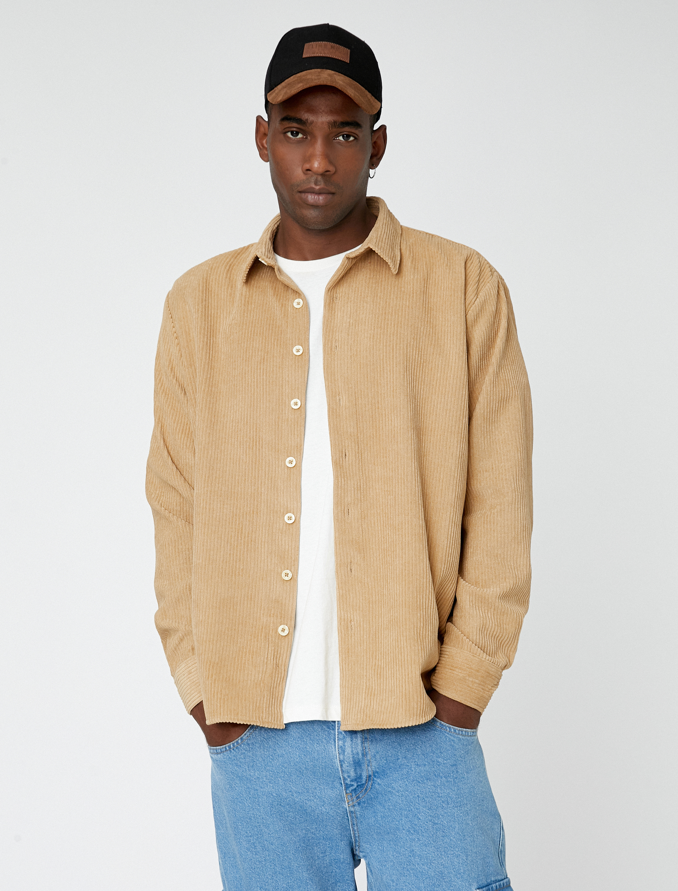   Kadife Gömlek Kışlık Fitilli Klasik Yaka Düğmeli