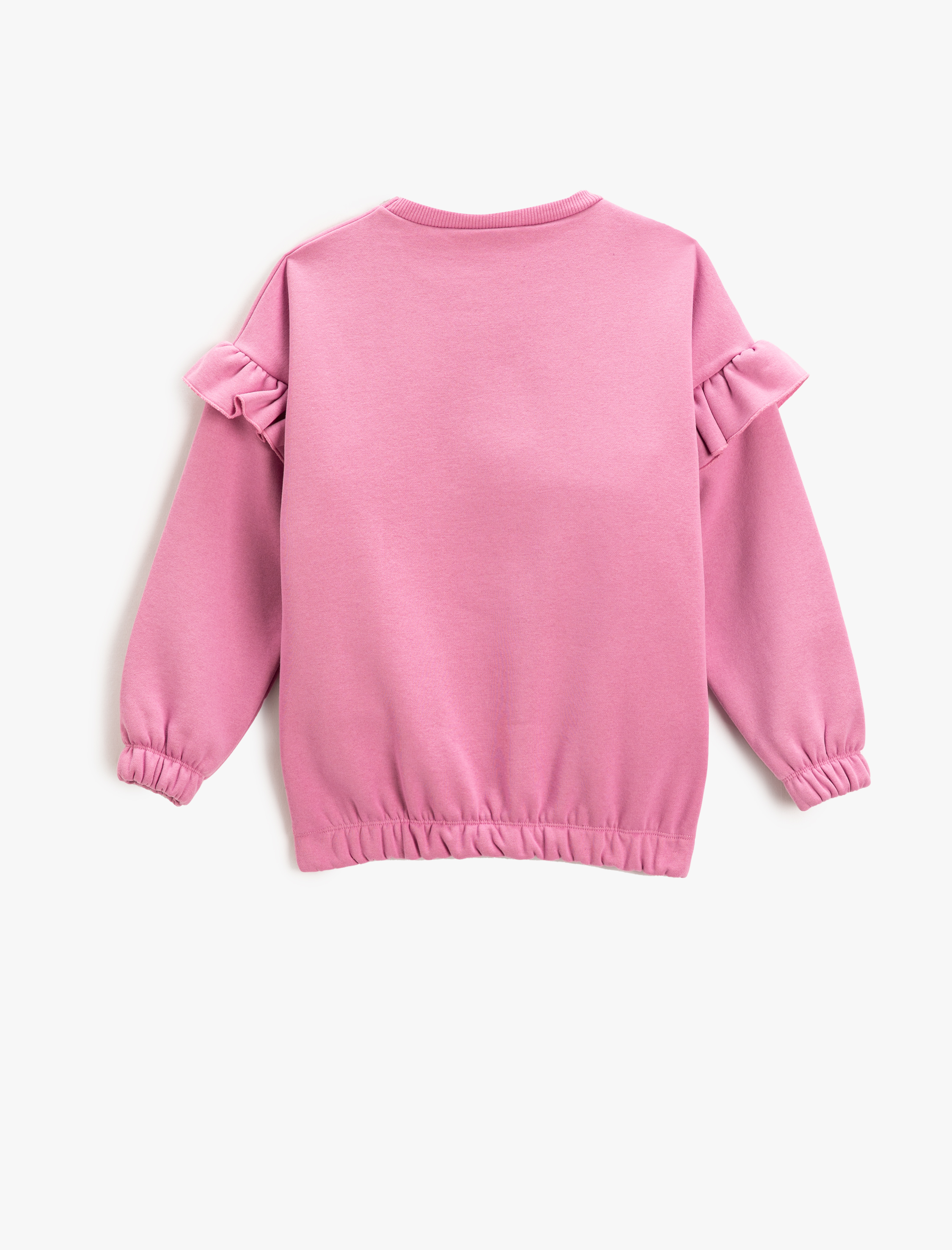  Kız Çocuk Fırfırlı Sweatshirt Baskılı Bisiklet Yaka