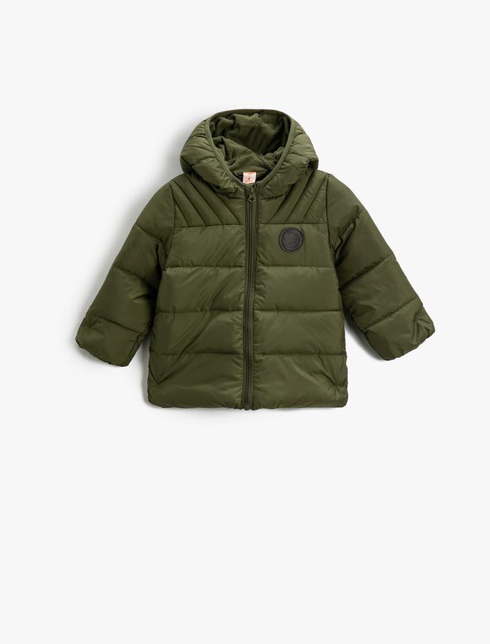 Erkek Bebek Şişme Mont Kapüşonlu Elastik Manşetli Fermuarlı