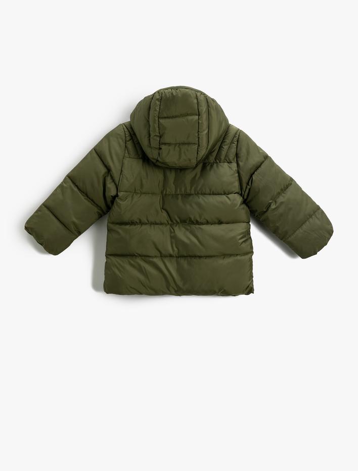 Erkek Bebek Şişme Mont Kapüşonlu Elastik Manşetli Fermuarlı