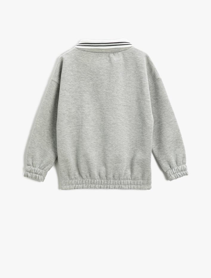 Kız Çocuk Tweety Baskılı Lisanslı Sweatshirt Polo Yaka