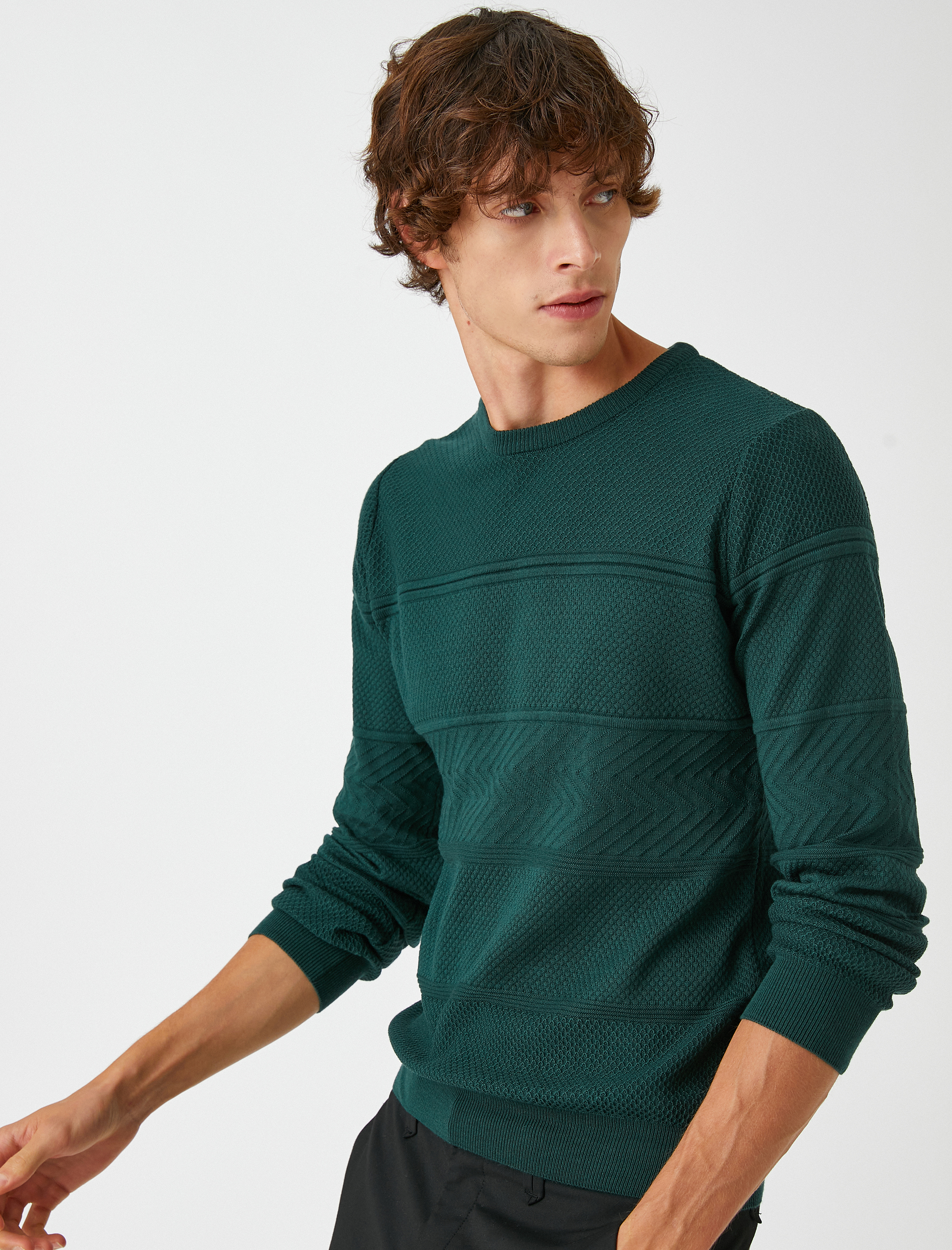   Basic Triko Kazak Bisiklet Yaka