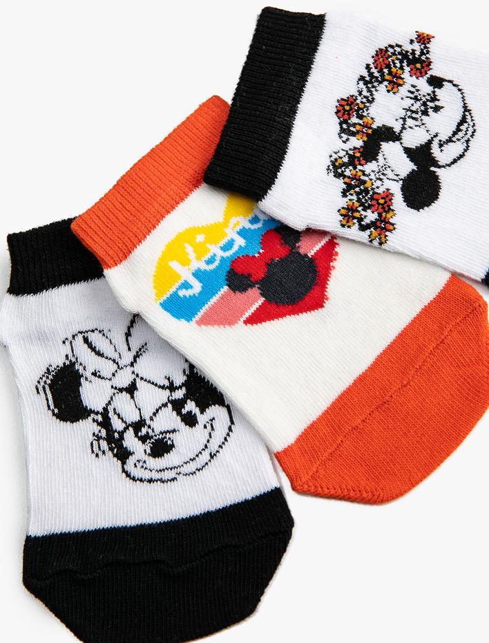 Kız Çocuk 3'lü Minnie Mouse Baskılı Çorap Seti Lisanslı