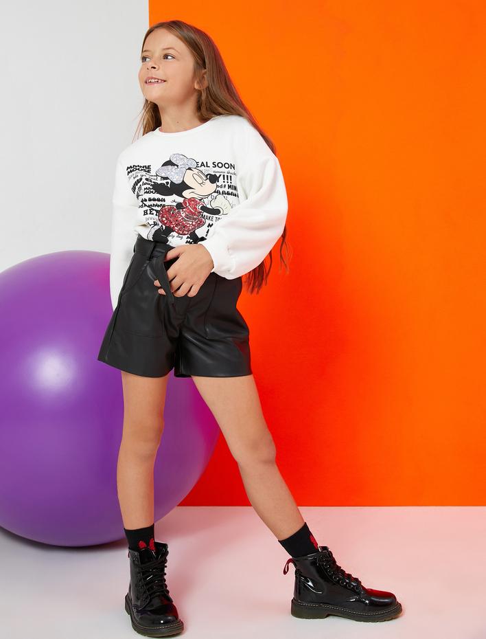 Kız Çocuk Minnie Mouse Baskılı Lisanslı Sweatshirt